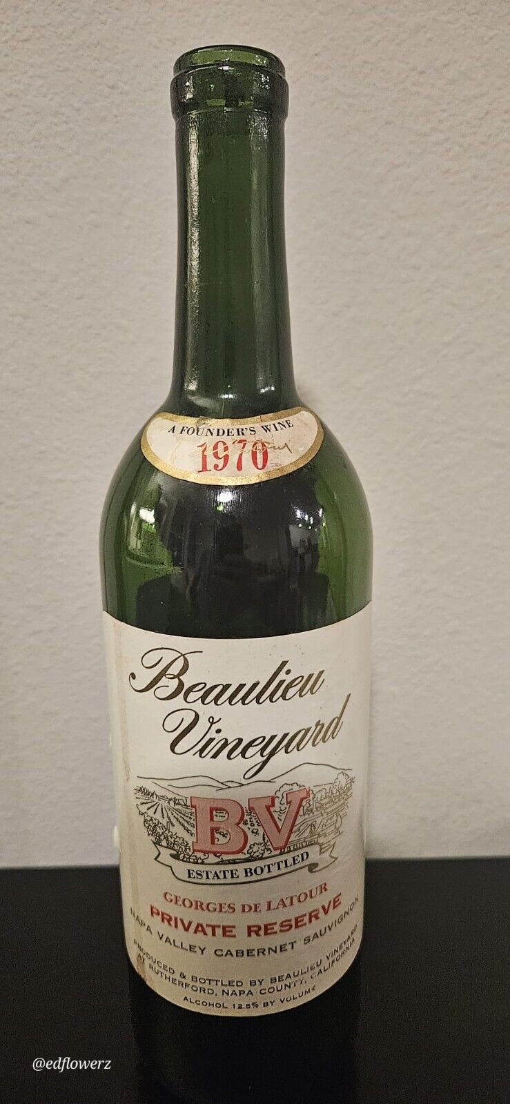 Beaulieu Vineyard 1970.  Georges de Latour  P Reserve Cabernet Sauv Empty Bottle