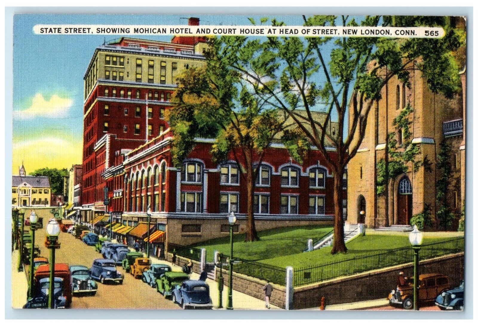 1941 State Street Mohican Hotel & Court House New London Connecticut CT Postcard