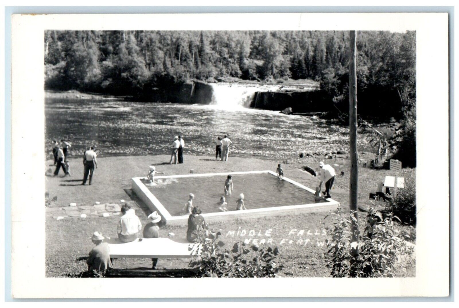 1955 Middle Falls Near Fort  RPPC Photo Antique Postcard