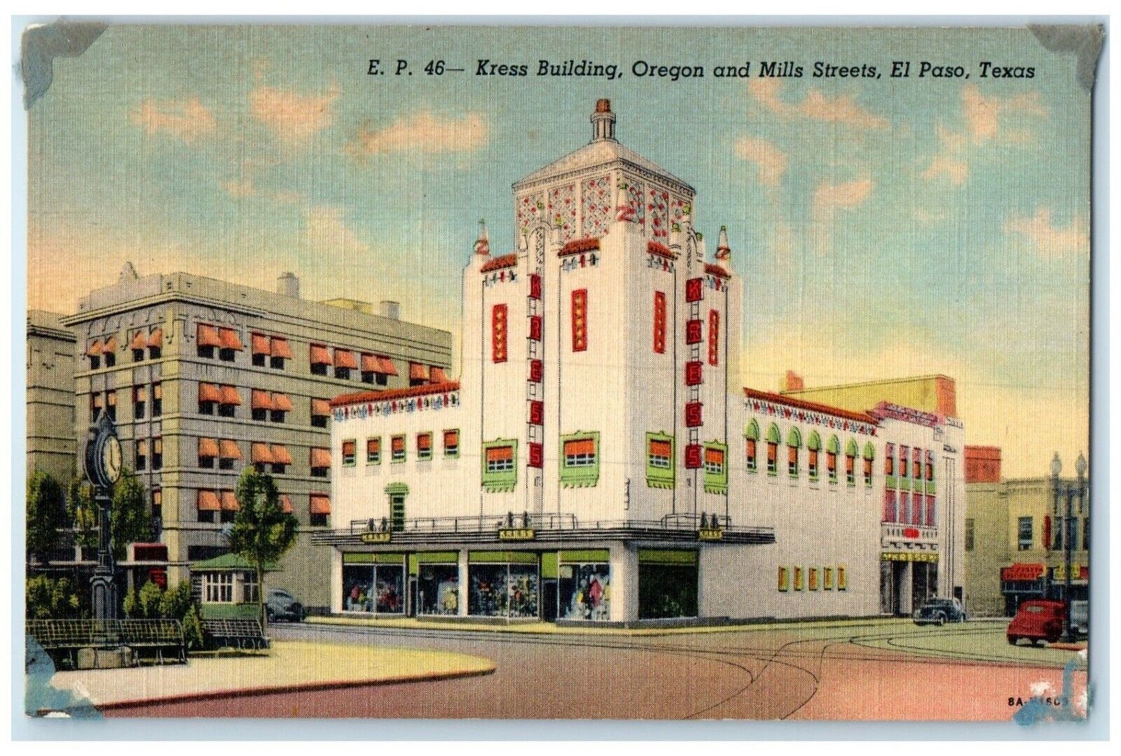 c1930\'s Kress Building Oregon And Mills Streets El Paso Texas TX Postcard