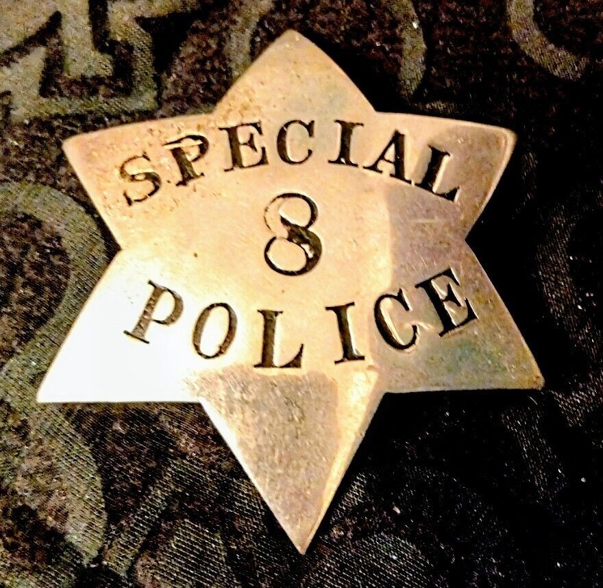 Vintage Antique Early 1900's Obsolete Special Police badge 6 Star Silver Tone