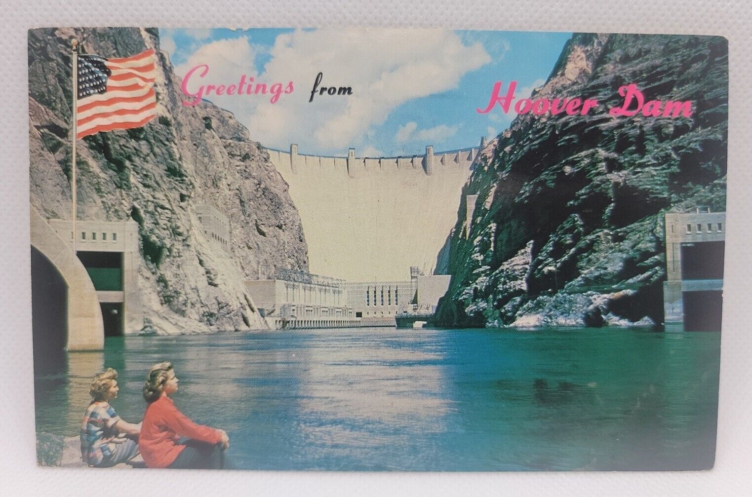 Vintage Postcard Amazing Hoover Dam Classic America Scene Arizona Nevada 