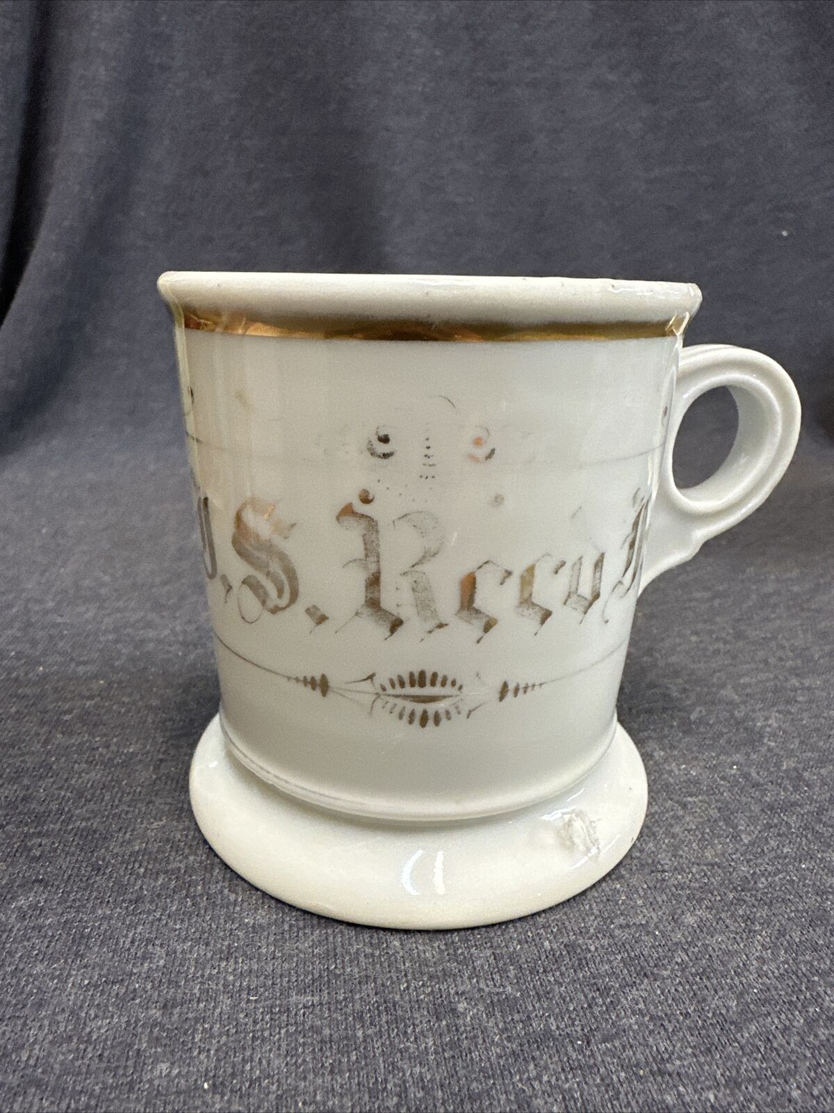 ANTIQUE 1880-1920’s Personalized SHAVING MUG - J S Reed - St Louis