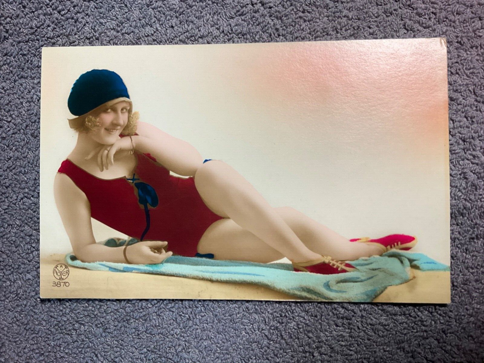 French Hand Colored RPPC Postcard France Bathing Beauty Noyer