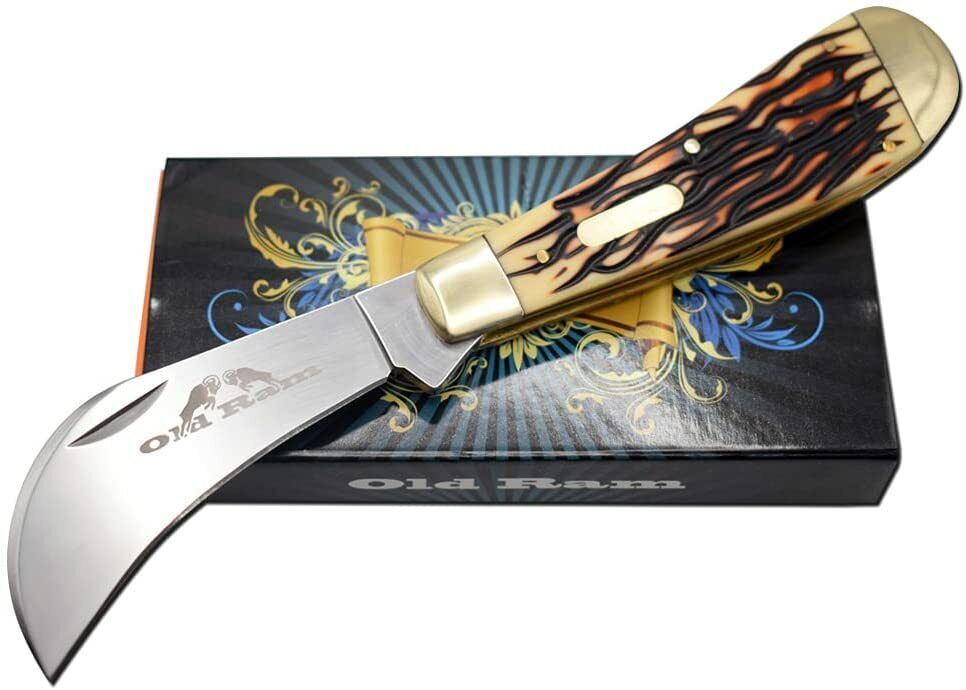 Old Ram Hawkbill Pruner Knife Traditional Lock blade Folding Knife Design Handle