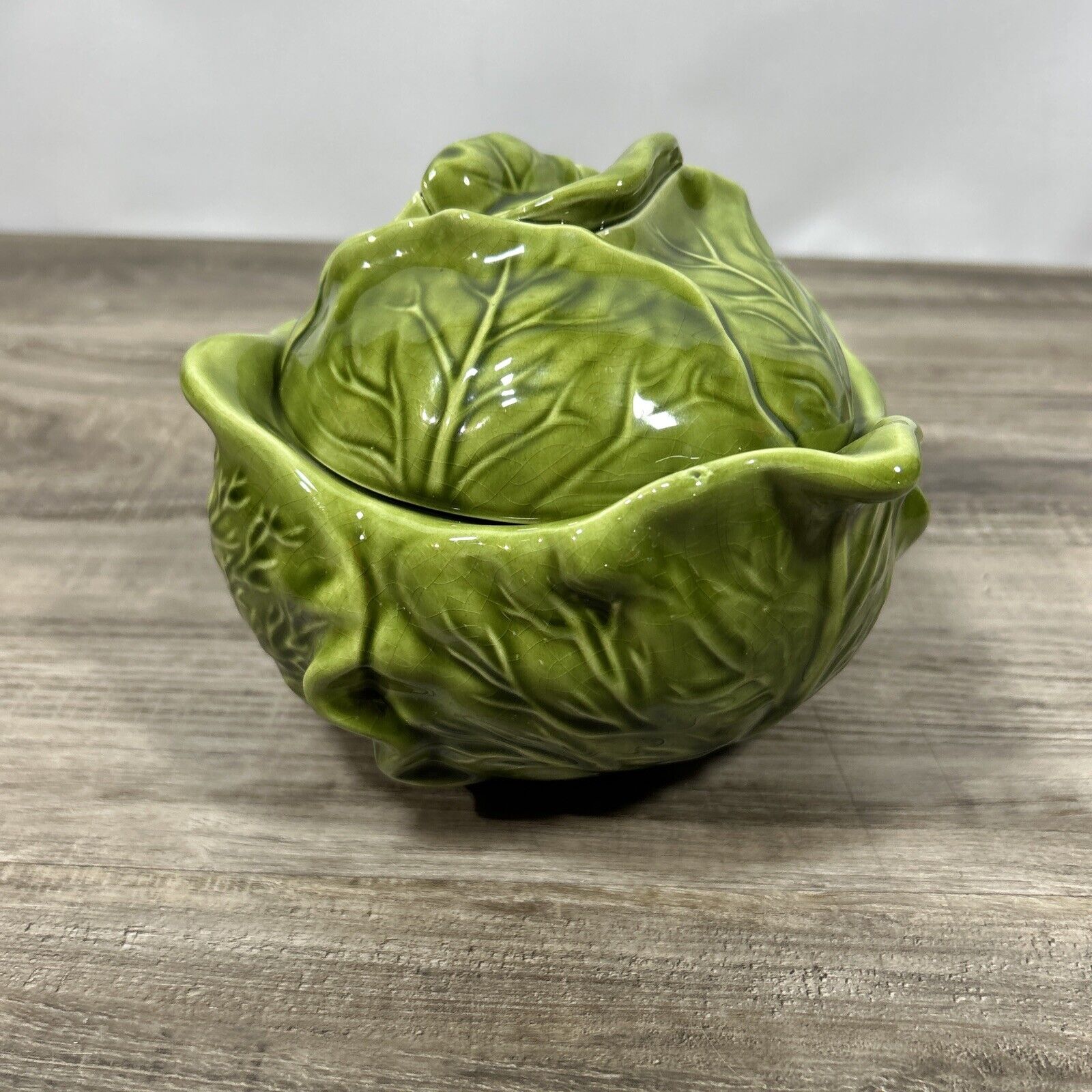  Vintage Ceramic Cabbage Bowl W/lid Holland Mold 1971 Signed Mid Century Modern