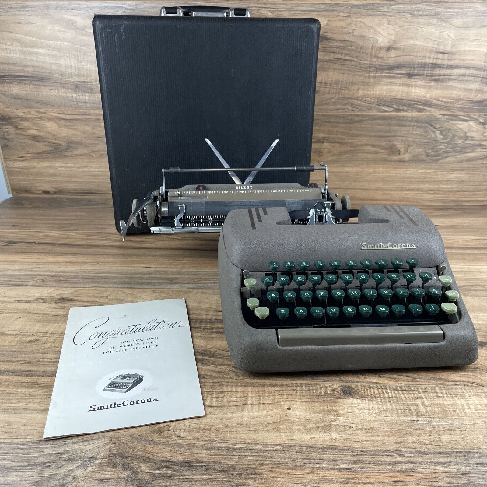 1953 Smith-Corona Silent Portable Manual Typewriter W/Case⚠️read Description ⚠️