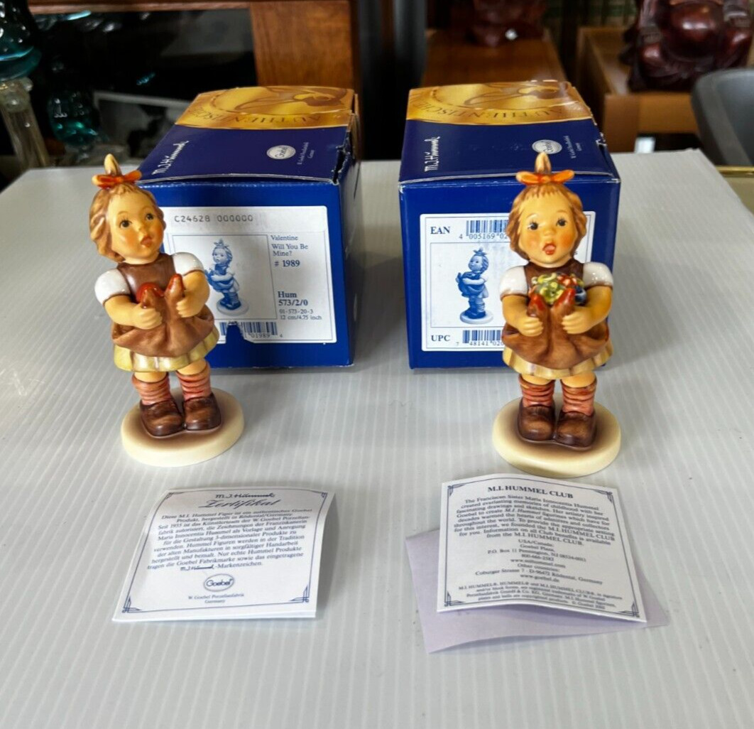 Lot of 2 Goebel Hummel Valentine Figurines with Boxes _HUM 573/2/0