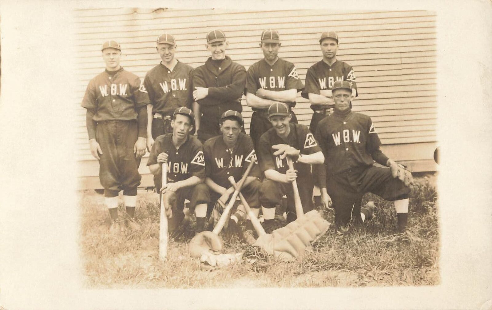 1910s RPPC Baseball Team Real Photo Postcard W.B.W. Rough Kids Base Ball sports