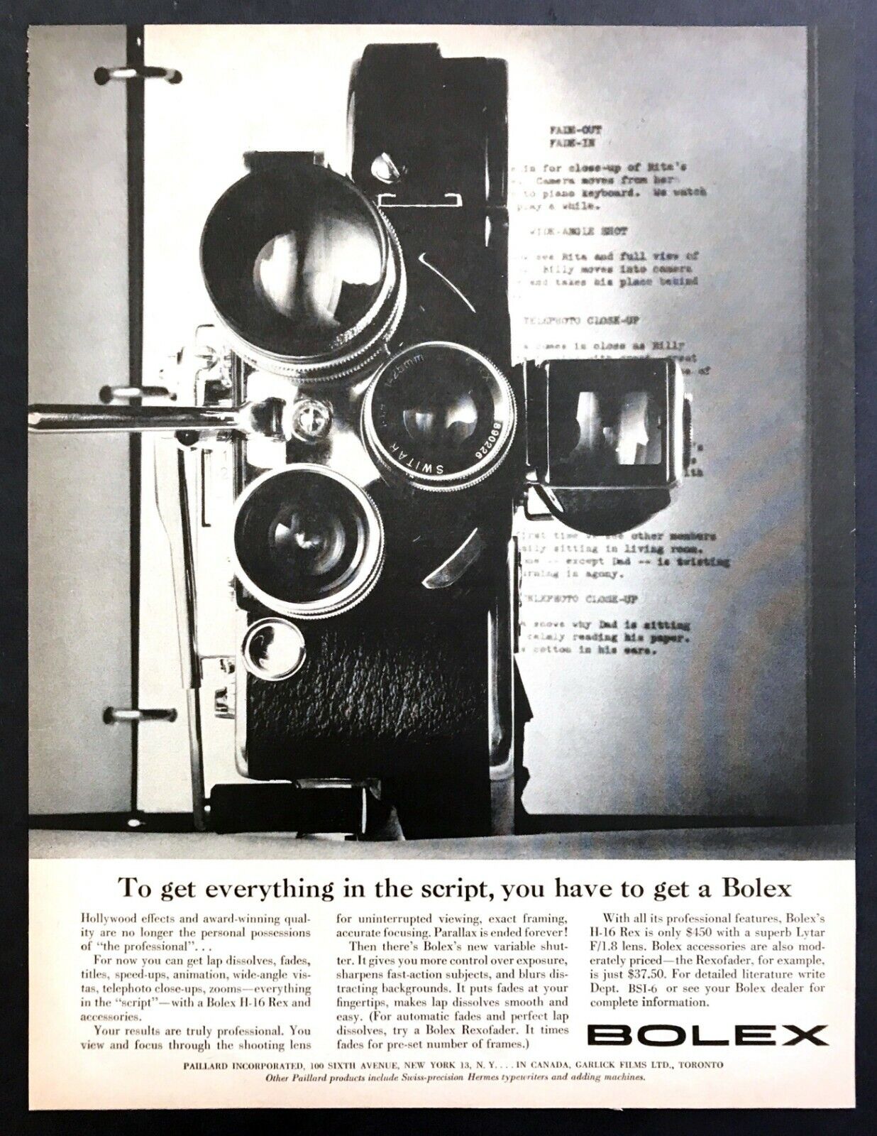 1961 Bolex H-16 Rex Movie Camera photo \