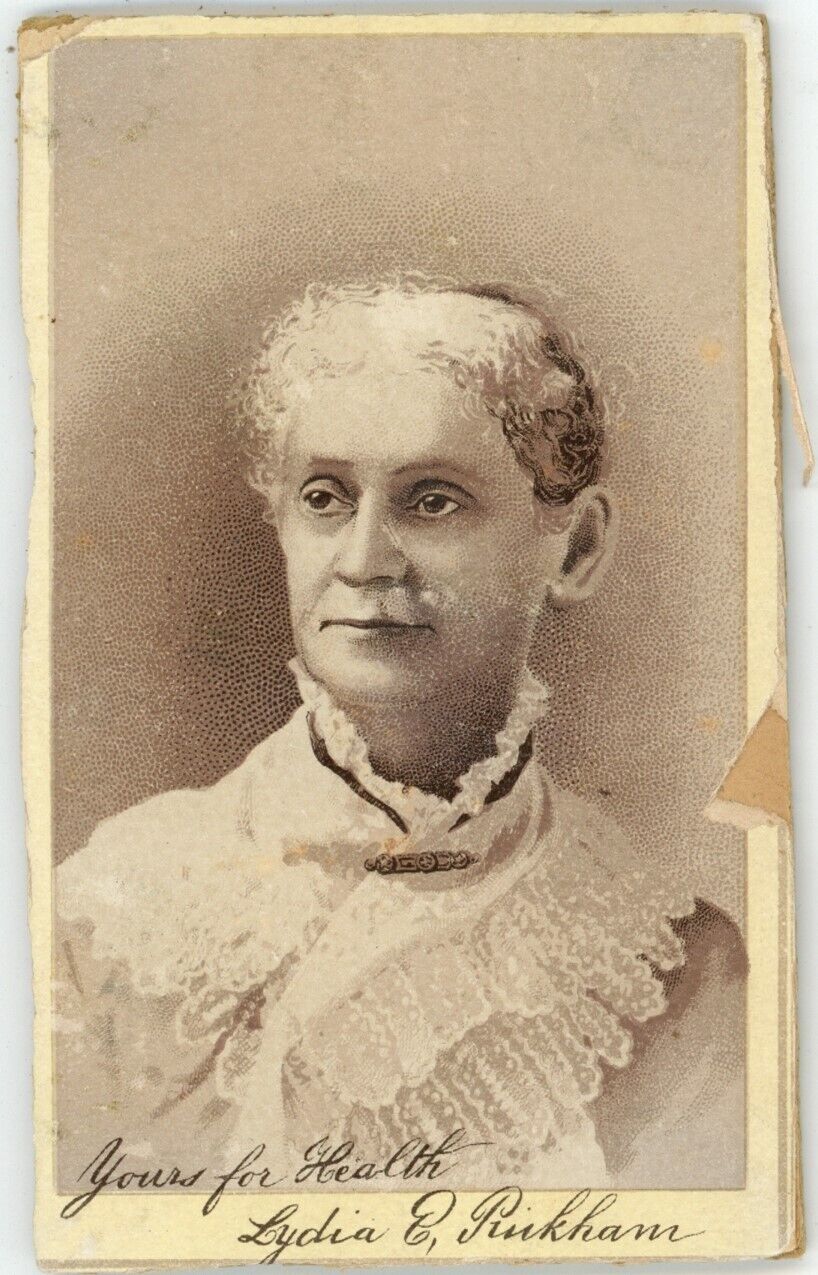 CIRCA 1870\'S CDV Etching of Older Woman Victorian Dress Named Lydia Pinkham