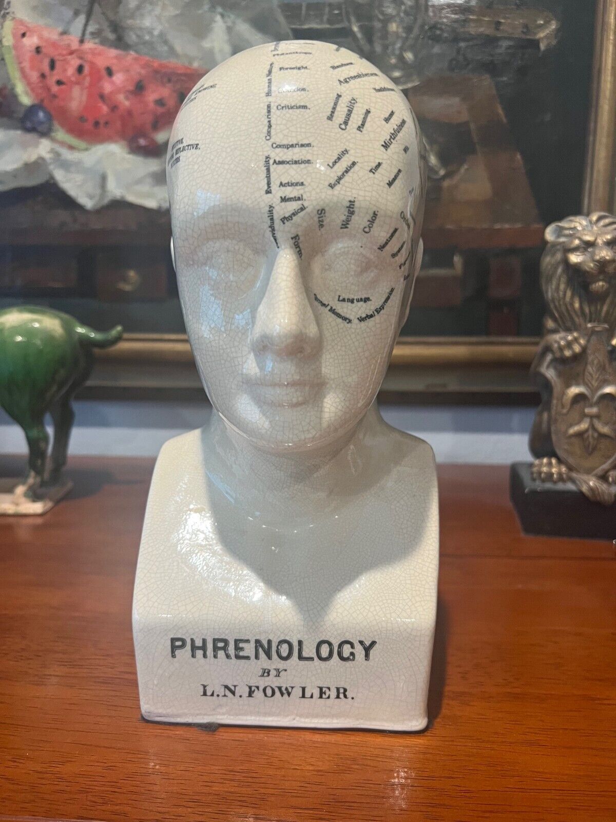 Vintage:  Beautiful Antique Ceramic Phrenology L.N. Fowler Head