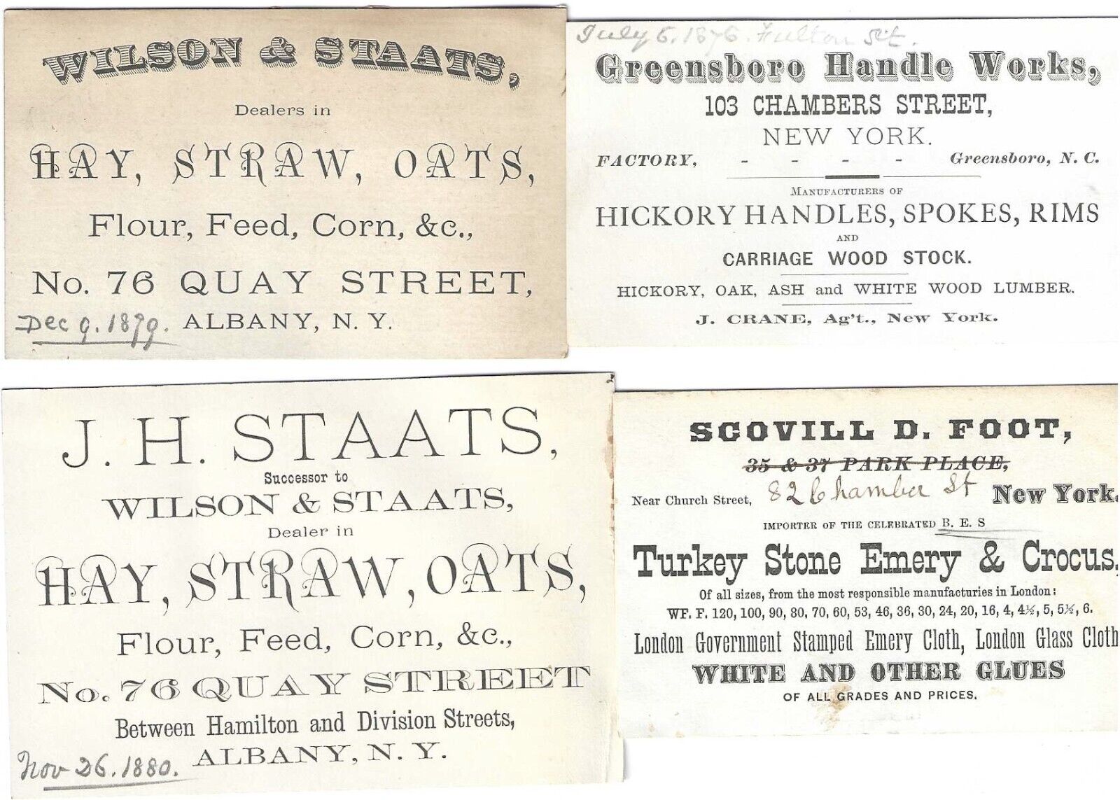 Trade Card Grouping Represents New York's Fine 19th Century Businesses