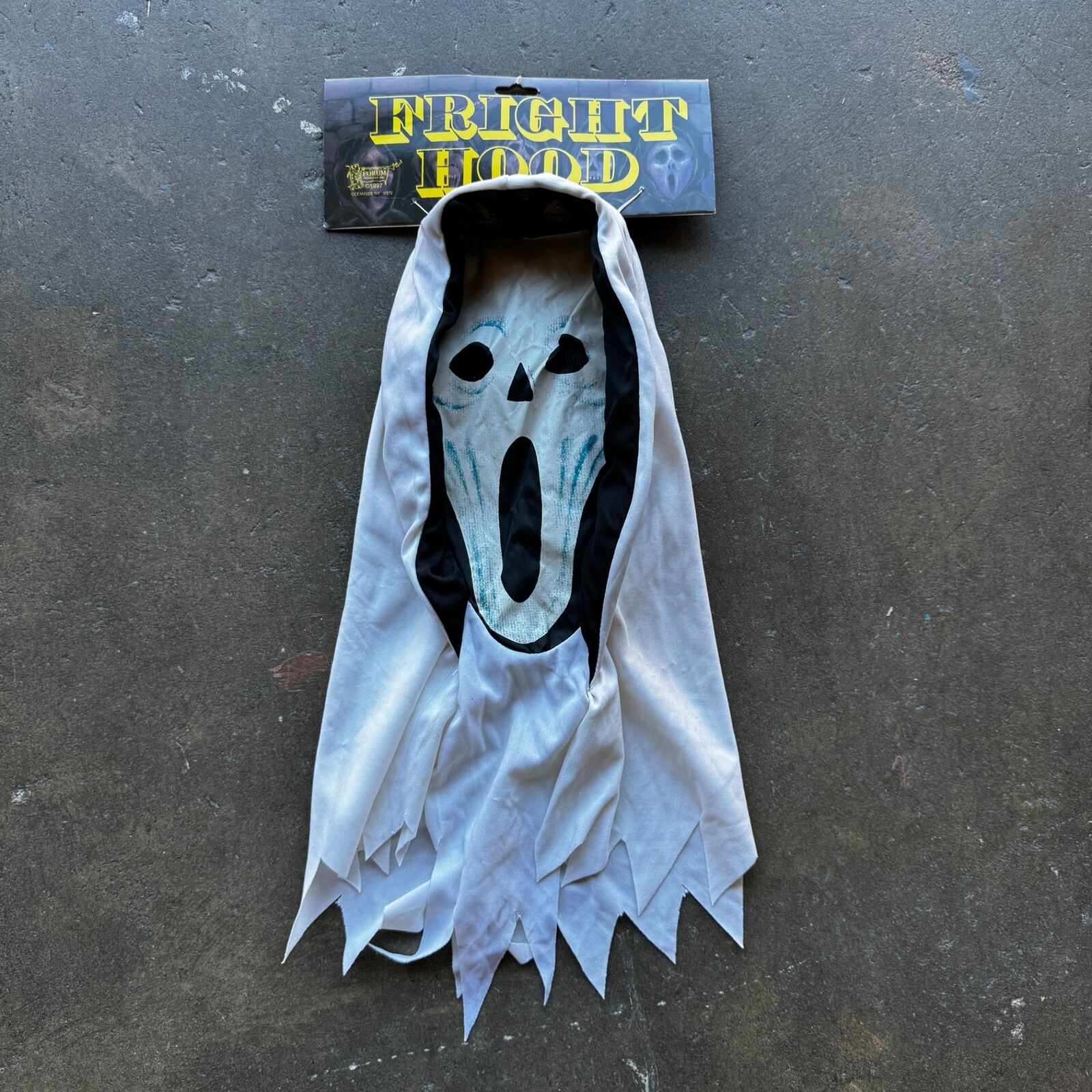 VTG c.1990s Forum Novelties FRIGHT HOOD Ghost Mask Halloween SCREAM Ghost Face