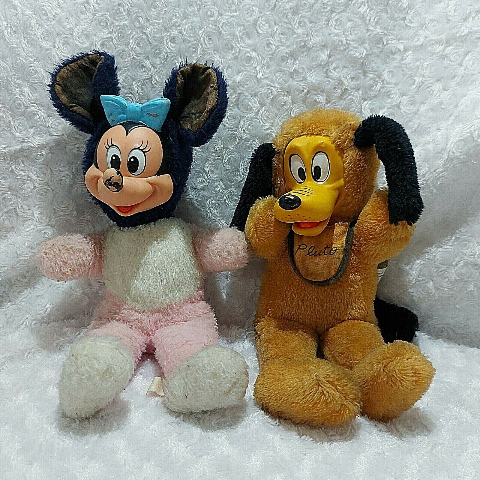 Rare Vintage Minnie Mouse and Pluto Rushton Doll Company Walt Disney Rubber Face