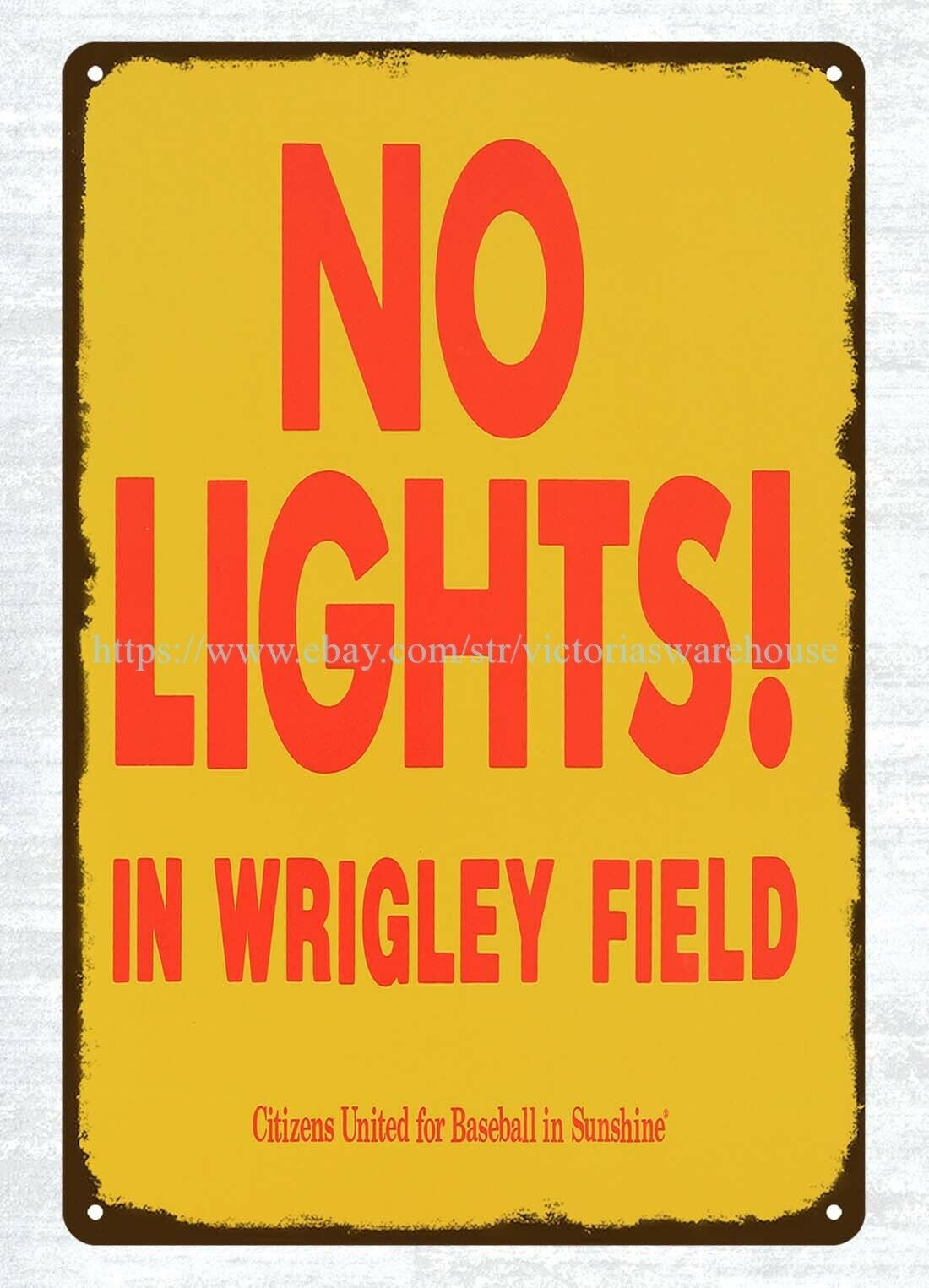 1989 No Lights In Wrigley Field Citizens United For Baseball In Sunshine metal