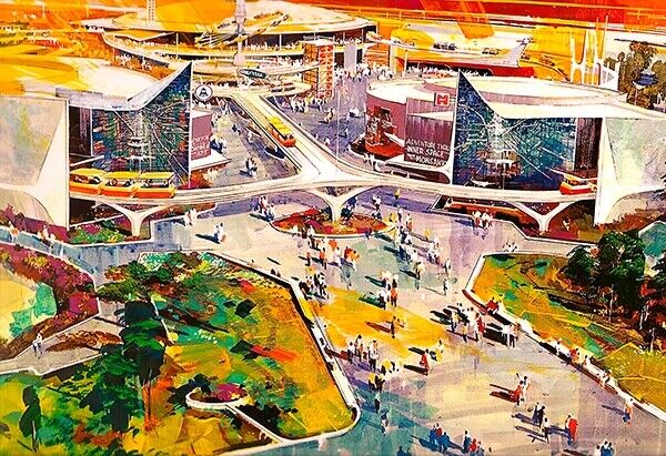 Disneyland Tomorrowland Entrance Concept Print Poster PeopleMover Reproduction