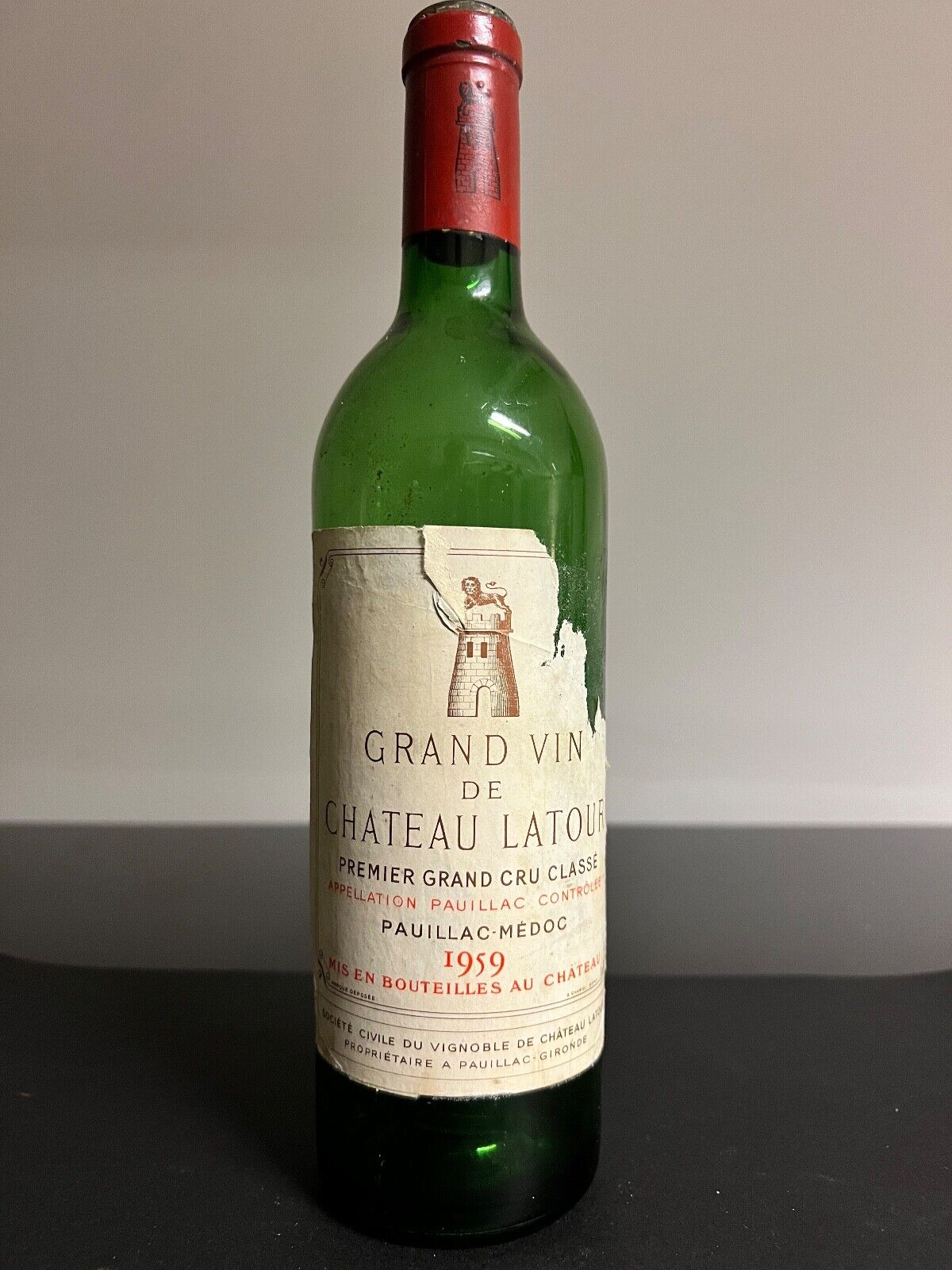 Rare Château Latour  1959 Empty Wine Bottle.