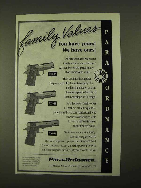 1994 Para-Ordnance P12-45, P13-45, P14-45 Pistols Ad