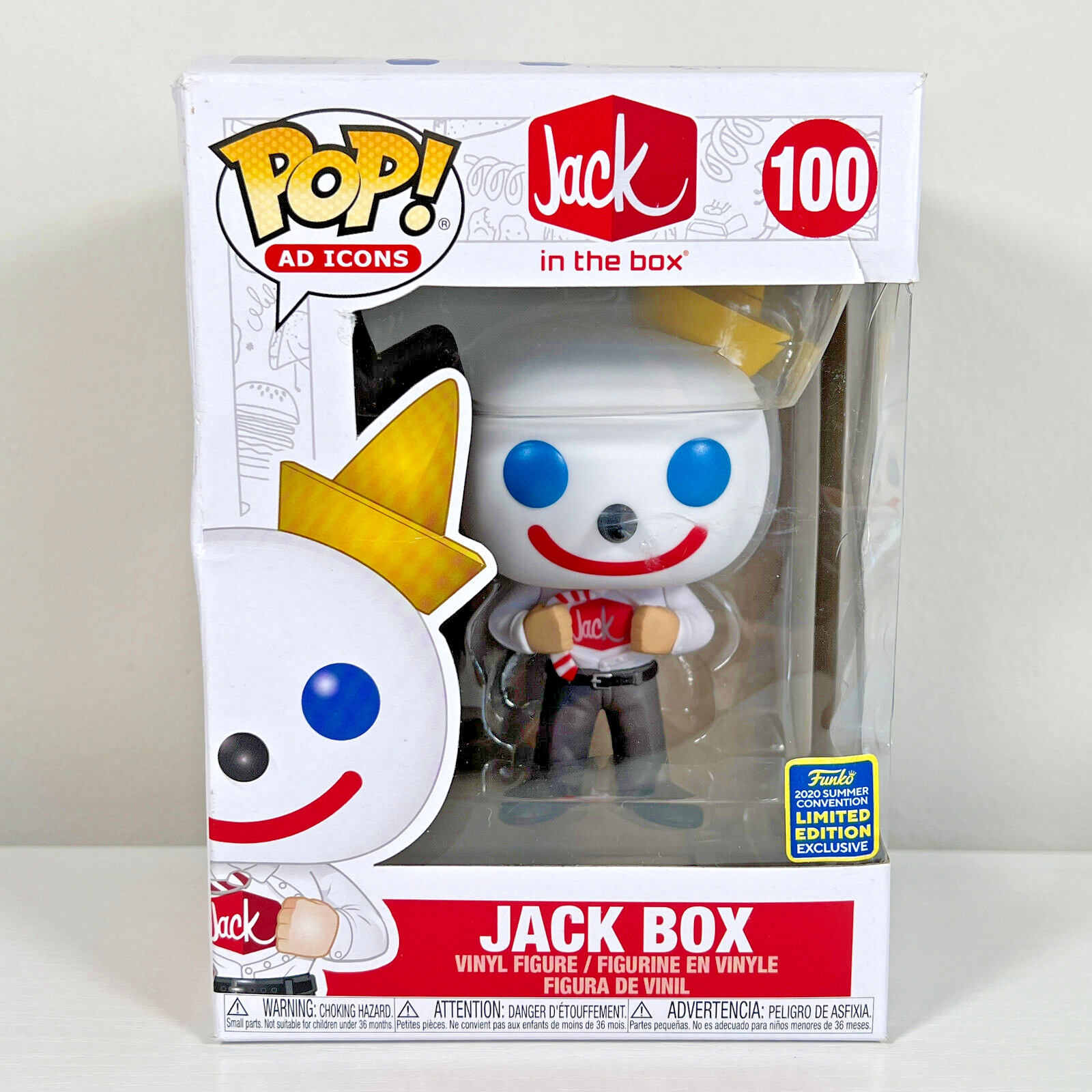 Funko Pop Ad Icons: Jack in the Box #100 Jack Box 2020 Summer Convention Lim Ed
