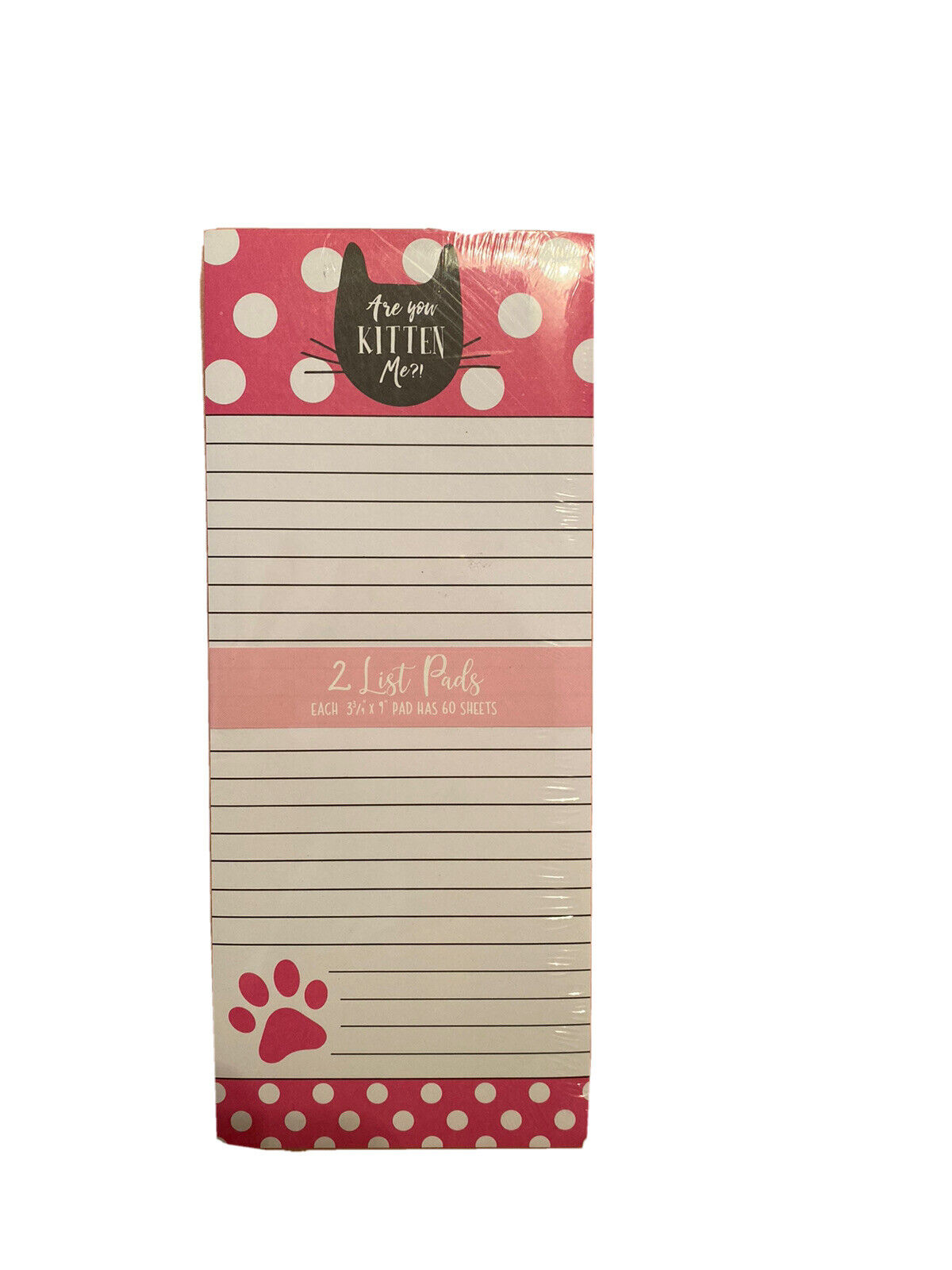 Black Ink Pack Of 2 3X9 Note Pads Lined Paper Pink White Kitten Cat Is Princess