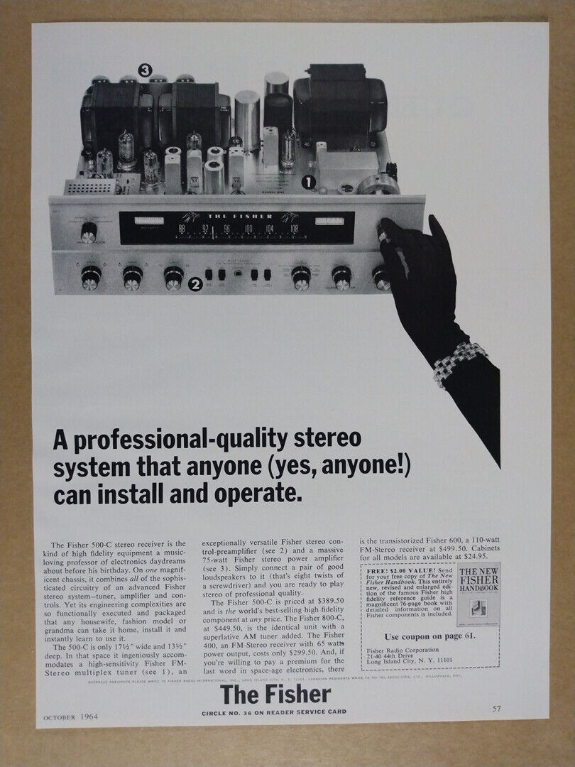 1964 Fisher 500C Stereo Receiver vintage print Ad