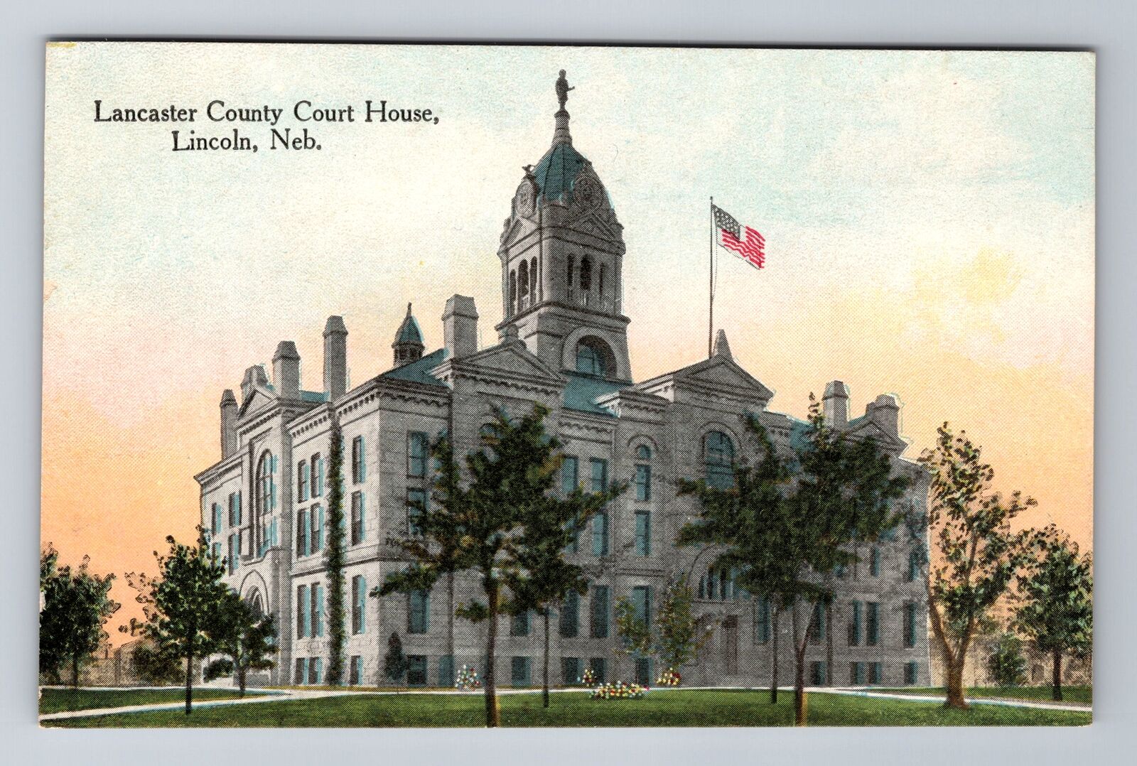 Lincoln NE-Nebraska, Lancaster County Court House, Antique Vintage Postcard