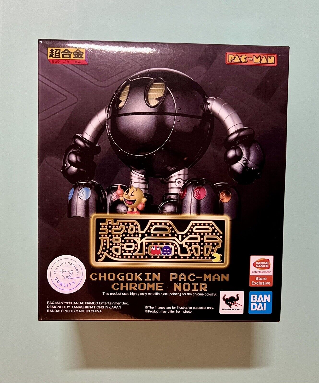 Bandai Pac-Man Chogokin Chrome Noir Robot Black Exclusive Status/figure US Ship