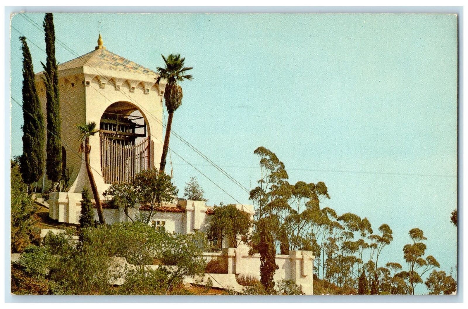 1965 Avalon\'s Deagan Westminster Chimes Catalina Island CA Posted Trees Postcard