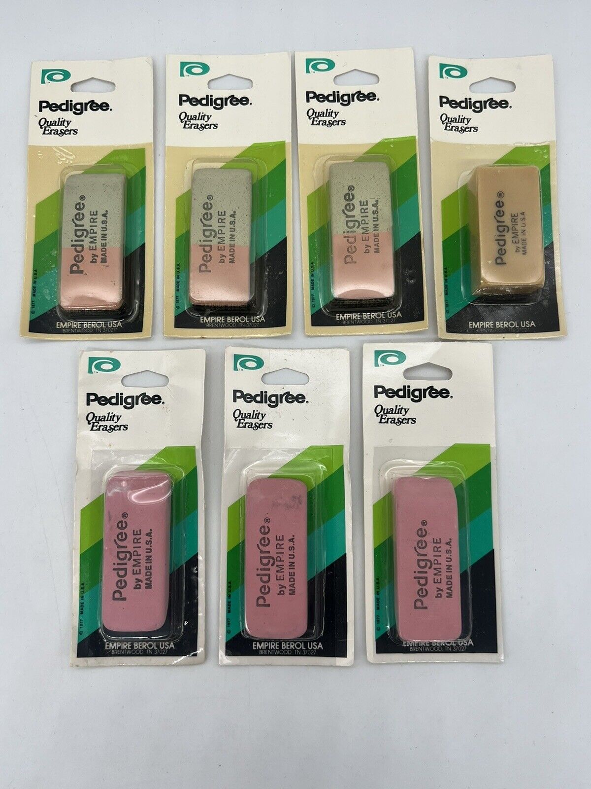 Lot of 7: Vintage 1977 Pedigree Eraser By Empire Berol Made in USA - NIP NOS