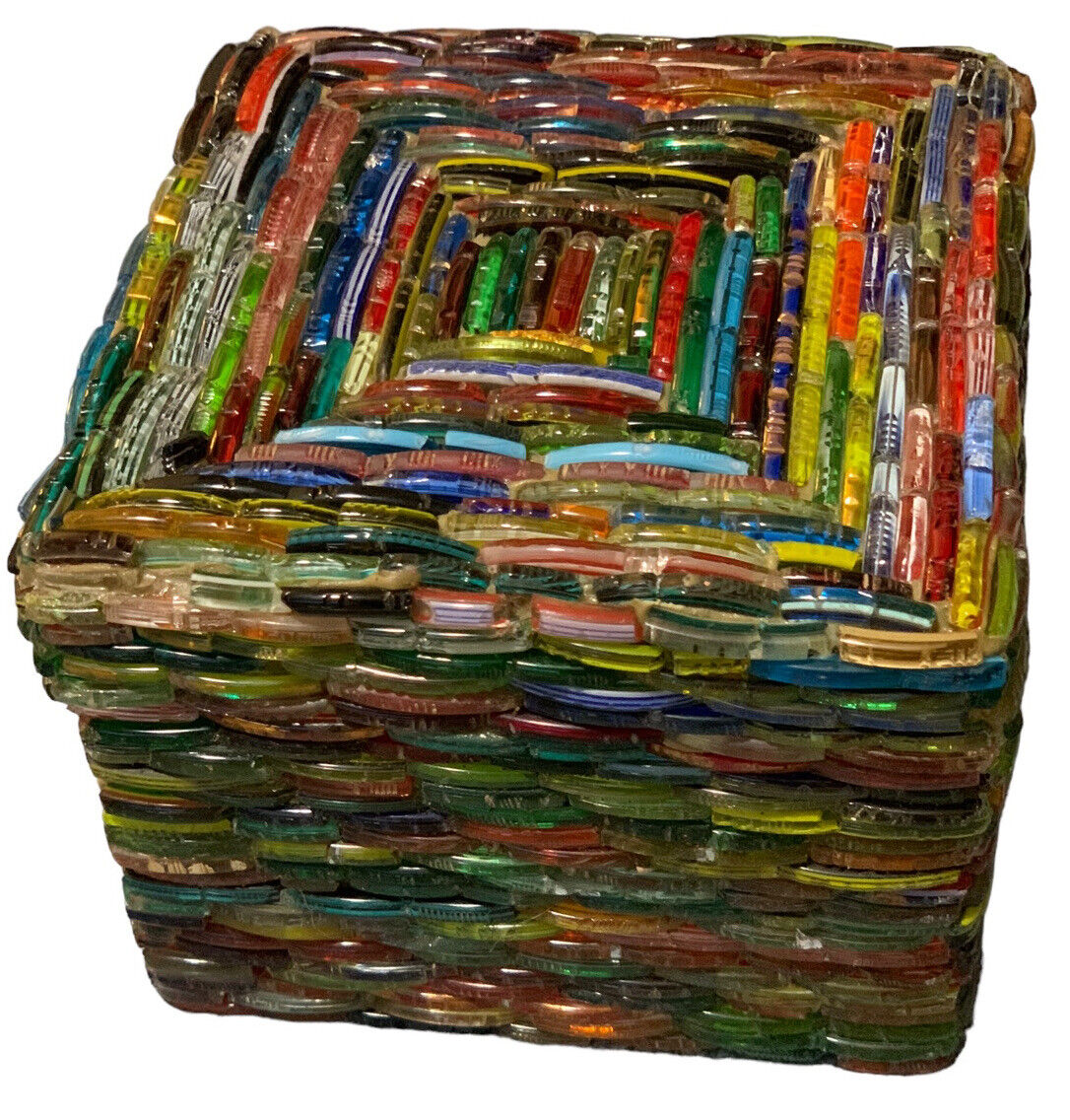 Trinket Box with Lid by Two\'s Company Multicolored Shimmering Velvet Lined NEW