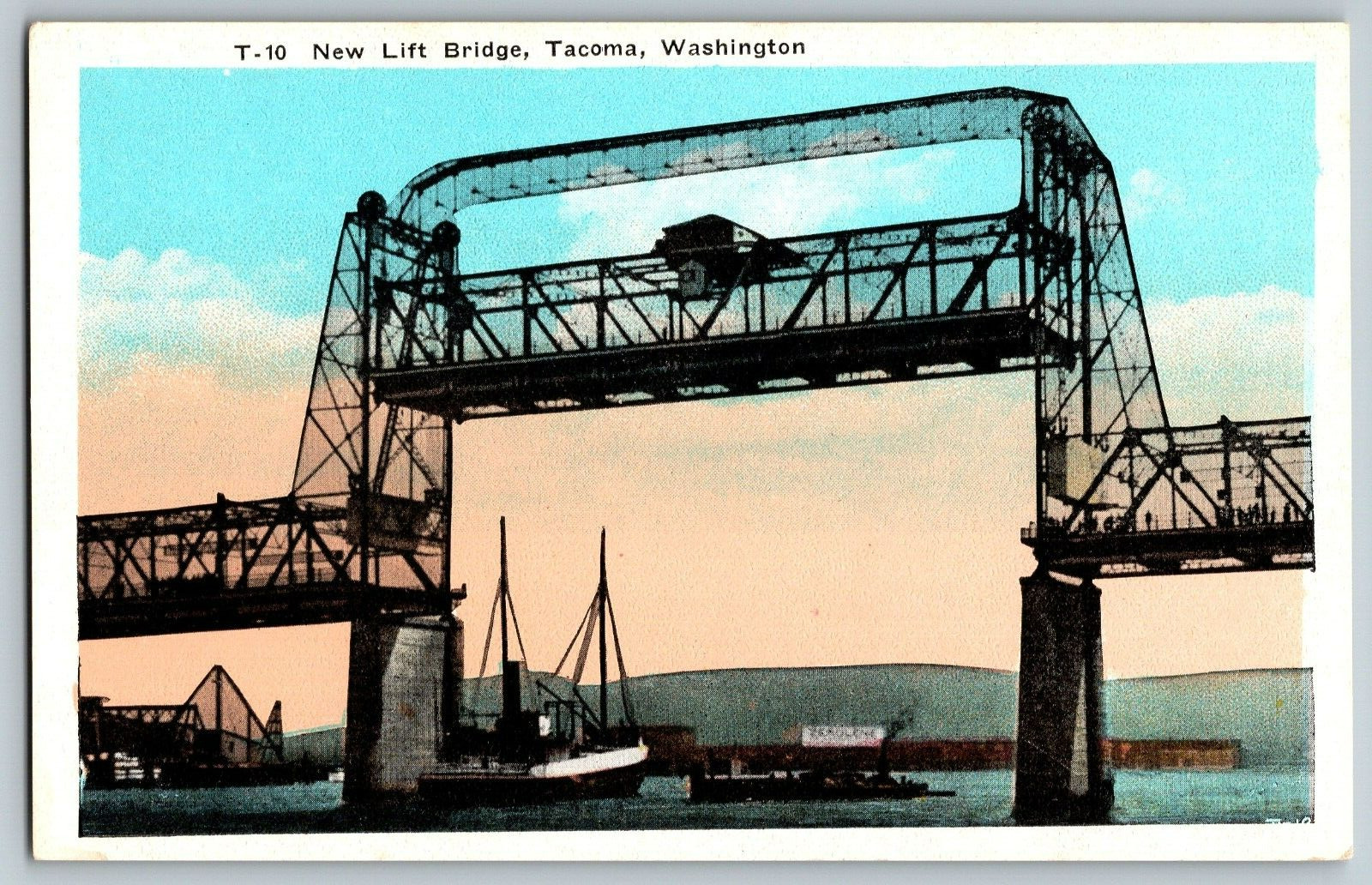 Tacoma, Washington - T-10 New Lift Bridge - Vintage Postcard - Unposted
