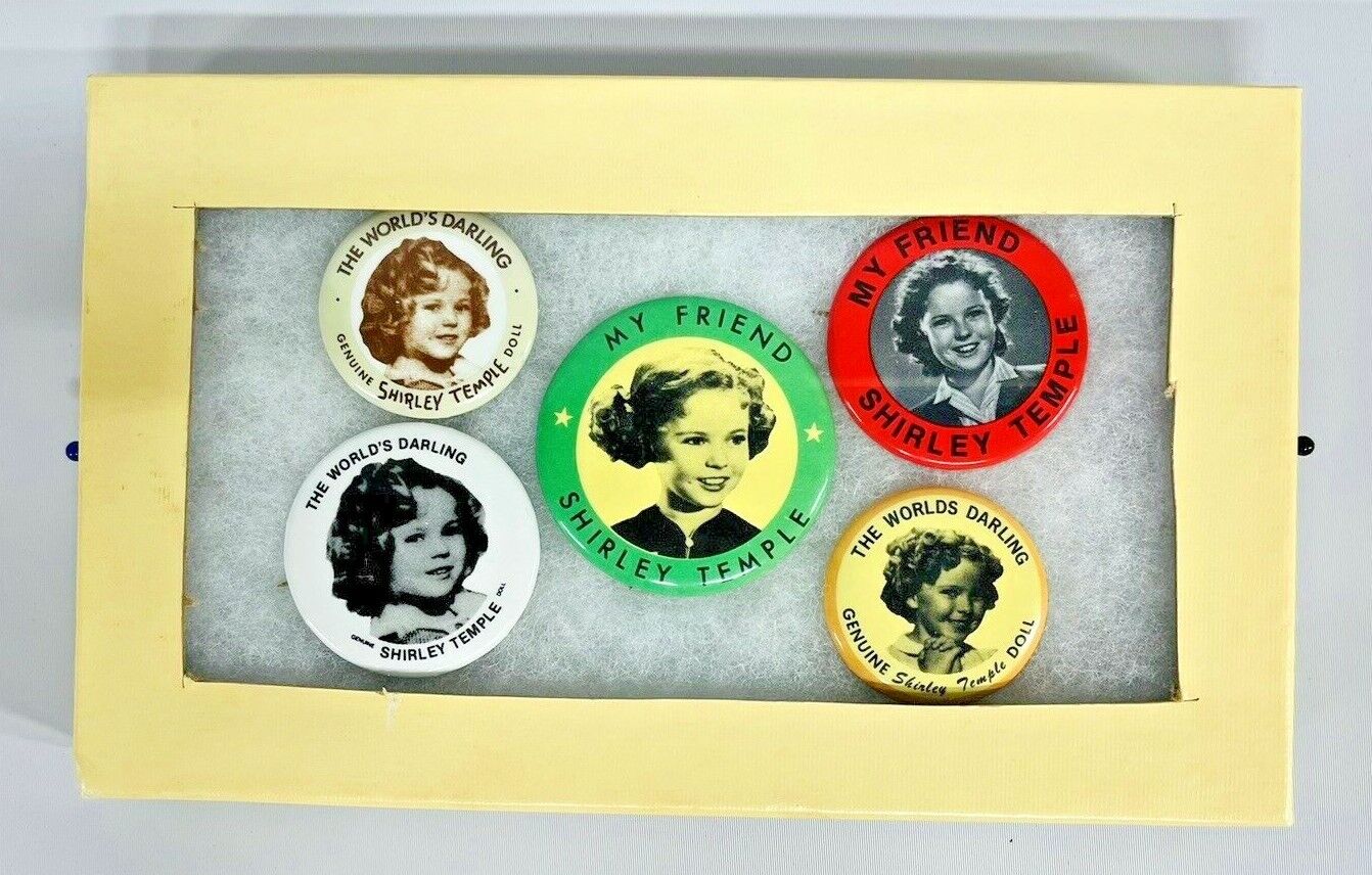 Vintage Shirley Temple Doll Pins Lot Of 5 In Pristine Condition