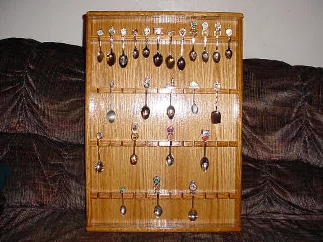 oak collector spoon display case rack holds 48 spoons