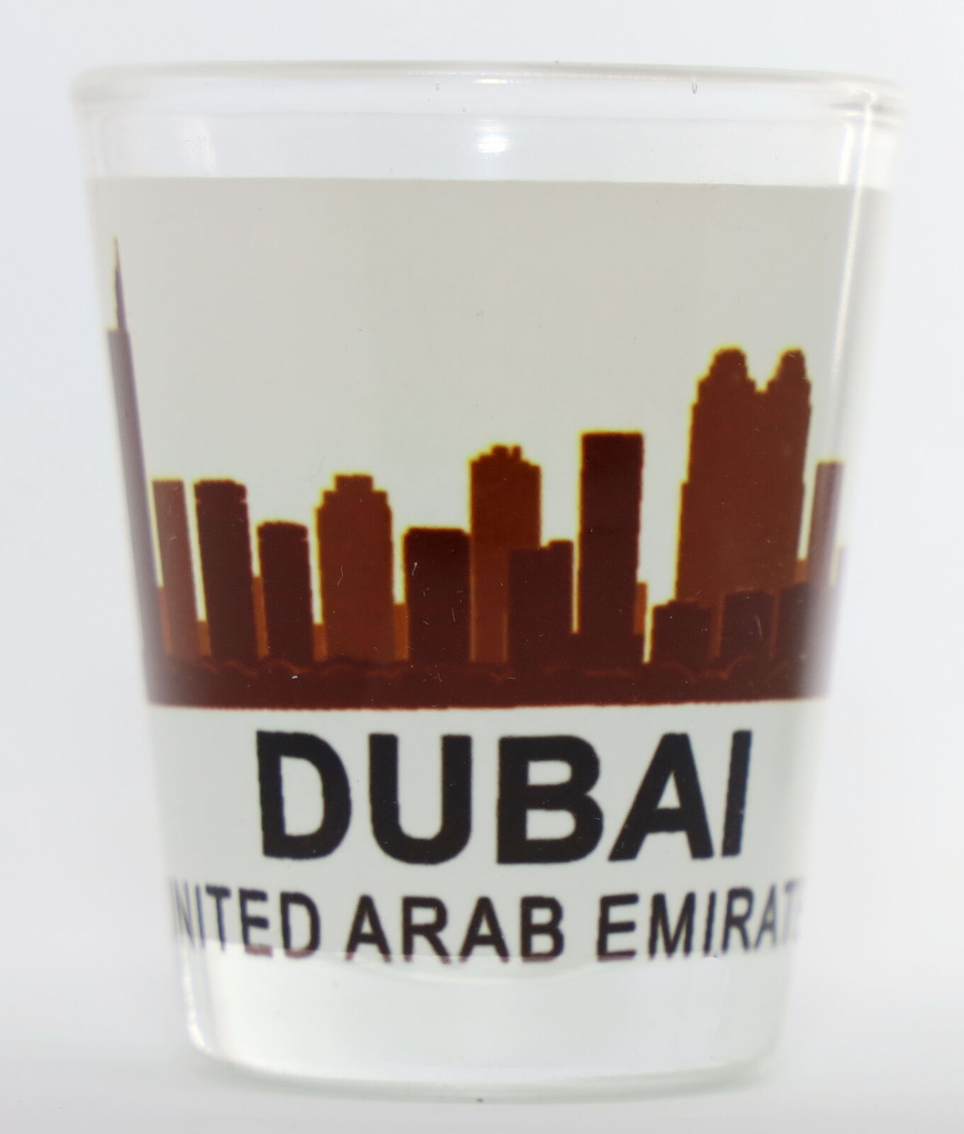 DUBAI UNITED ARAB EMIRATES (UAE) SUNSET SKYLINE SHOT GLASS SHOTGLASS