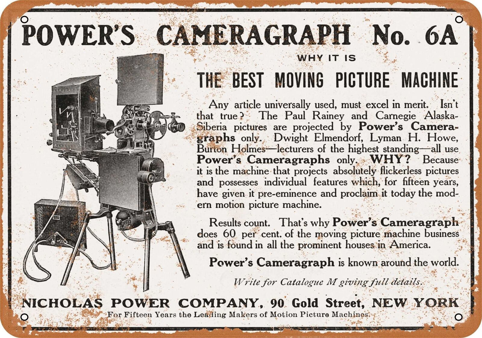 Metal Sign - 1912 Power\'s Cameragraph - Vintage Look Reproduction