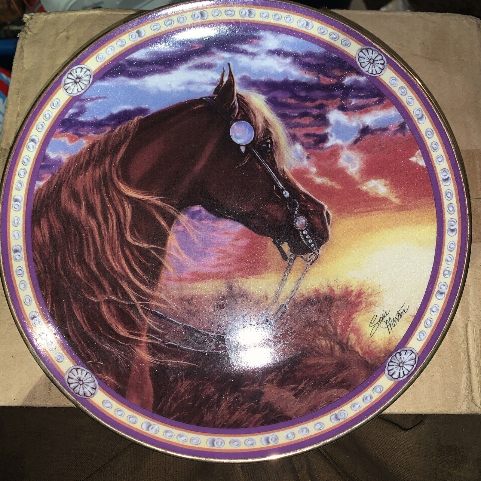 Susie Morton ON THE RANGE SUNSET RIDGE Porcelain Collector Horse Plate New/Mint