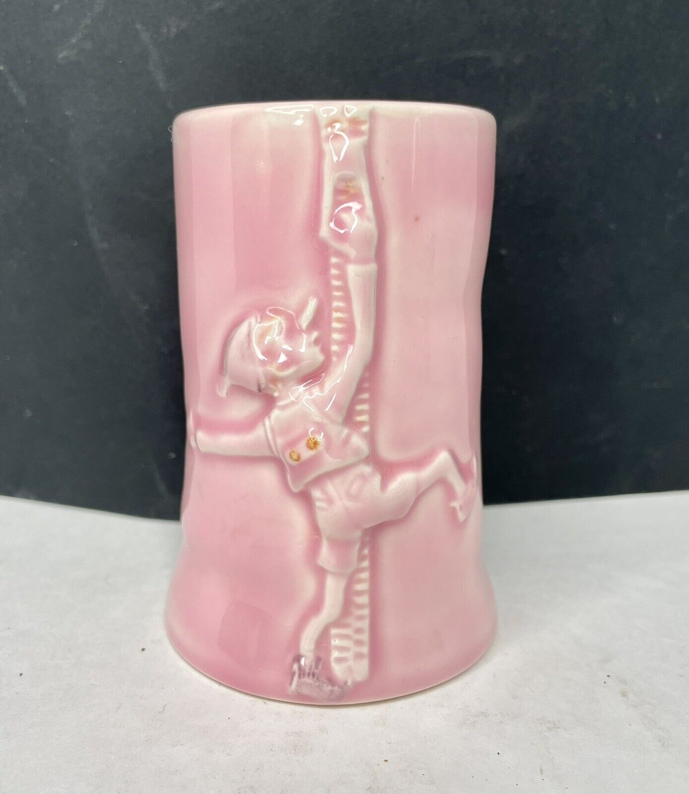 Elf With Zipper Ceramic Mug Cup Vase Whimsical Pixie Vintage Pink Kitschy 4”