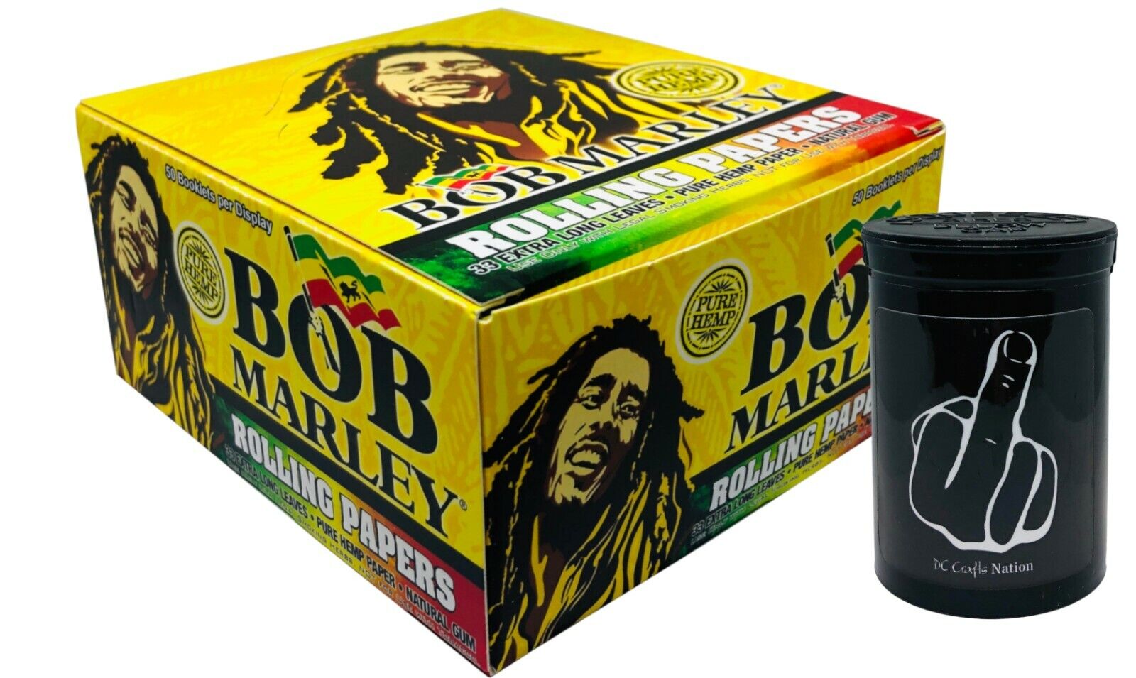 Bob Marley King Size Rolling Papers Box of 50 & Child Resistant Fresh Kettle