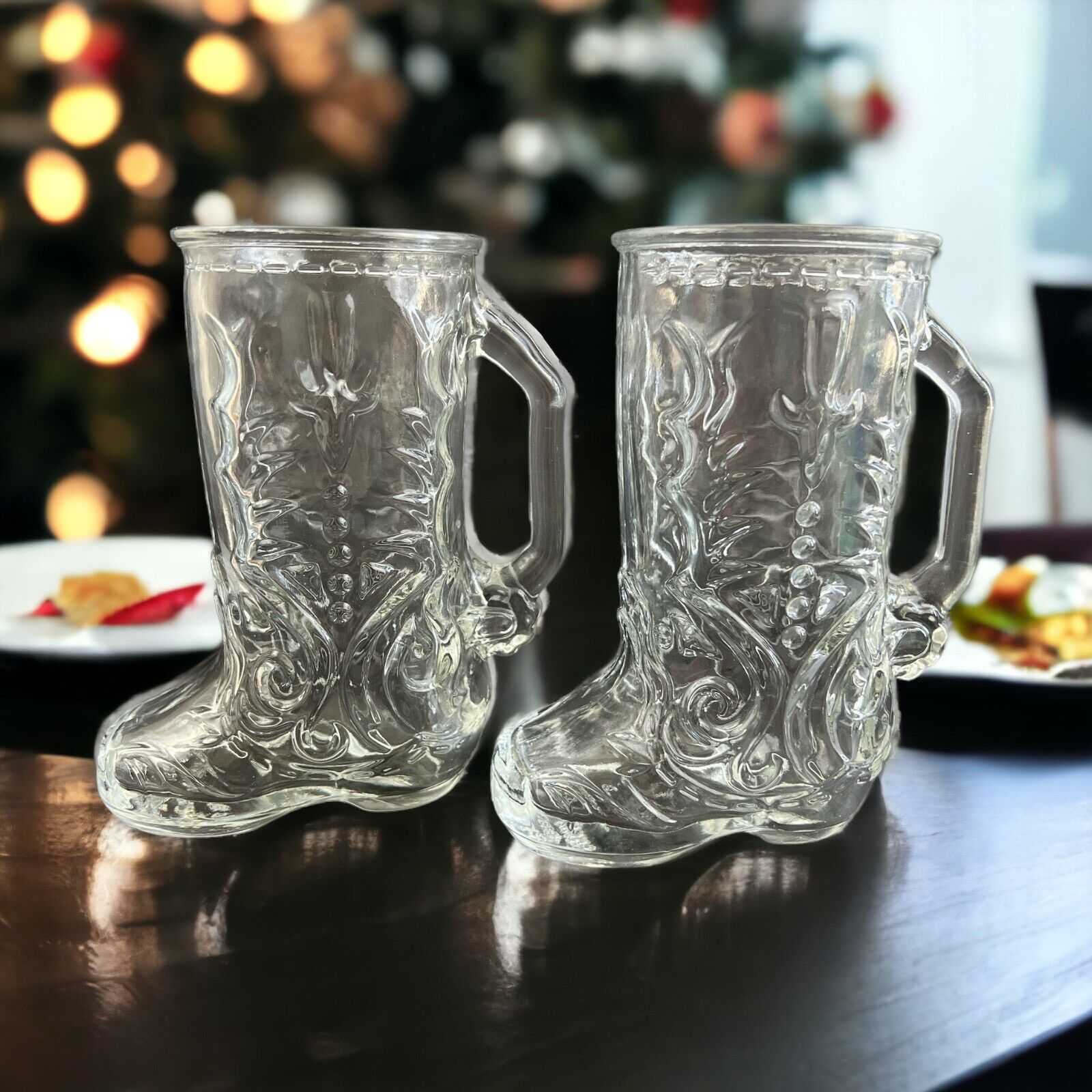 Libbey Canada Cowboy Boot Glass Beer Stein Mug Set of 2