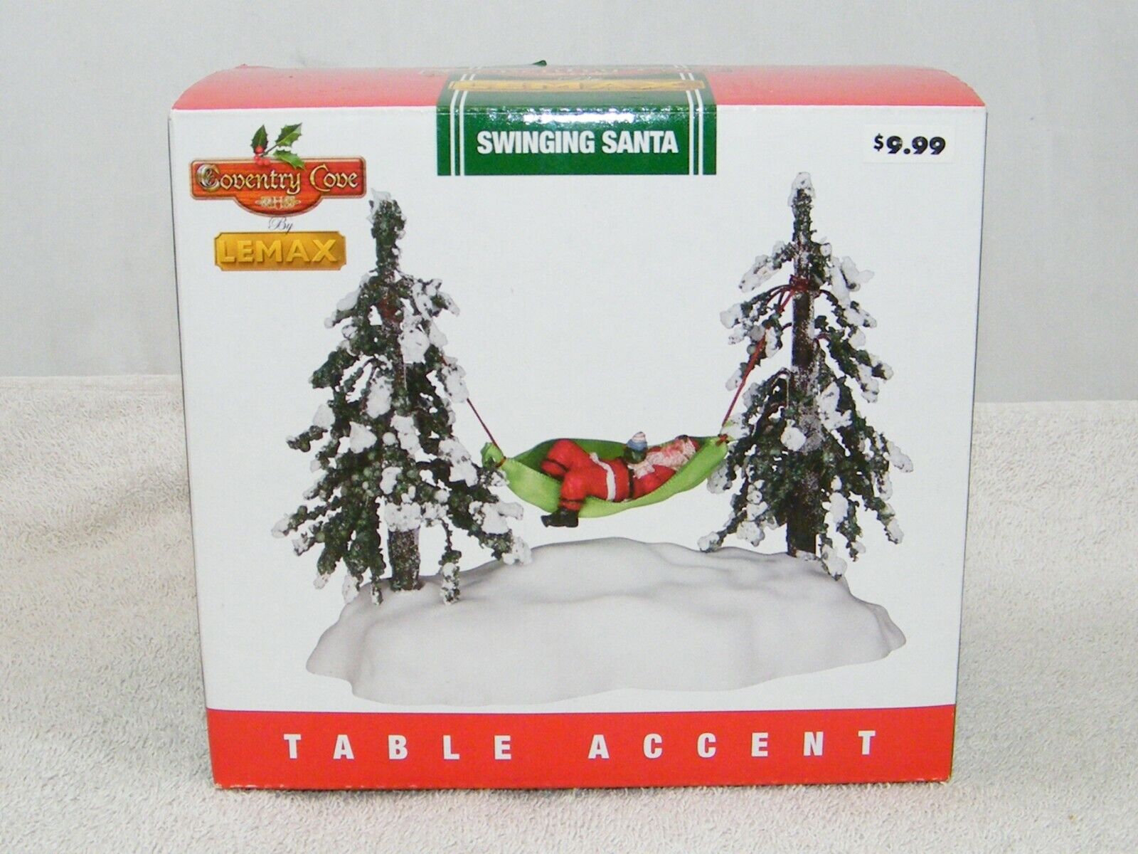 NEW 2004 LEMAX COVENTRY COVE SWINGING SANTA TABLE ACCENT
