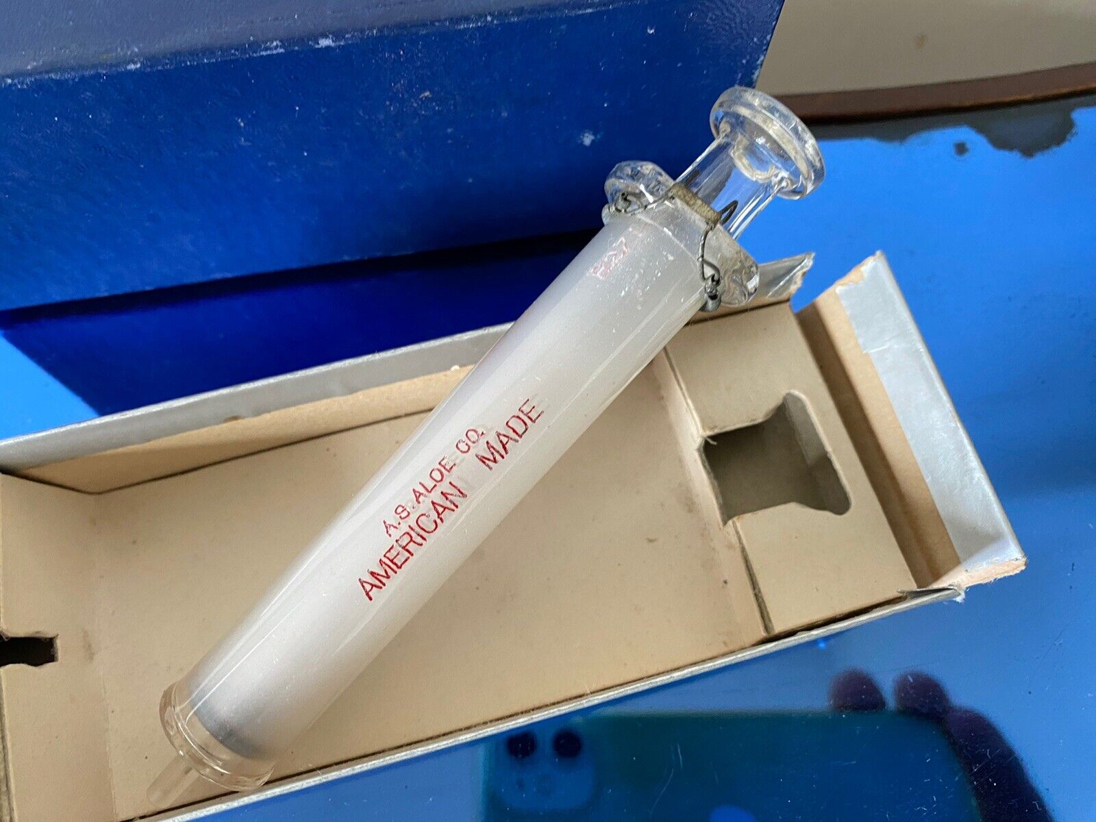 Antique A.S. Aloe Co GLASS SYRINGE in BOX Vtg Dental/Medical/Dr Tool St Louis MO