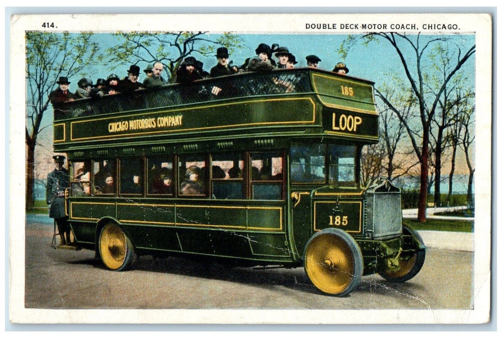 1924 Double Deck Motor Coach Chicago Illinois IL, Chicago Motorbus Co. Postcard