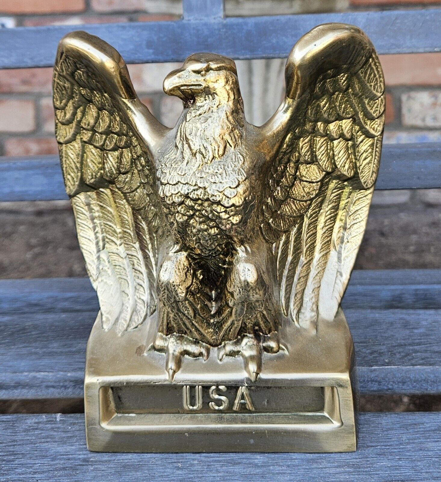 VVINTAGE PM CRAFTSMAN BRASS AMERICAN BALD EAGLE BOOKEND - EXCELLENT CONDITION