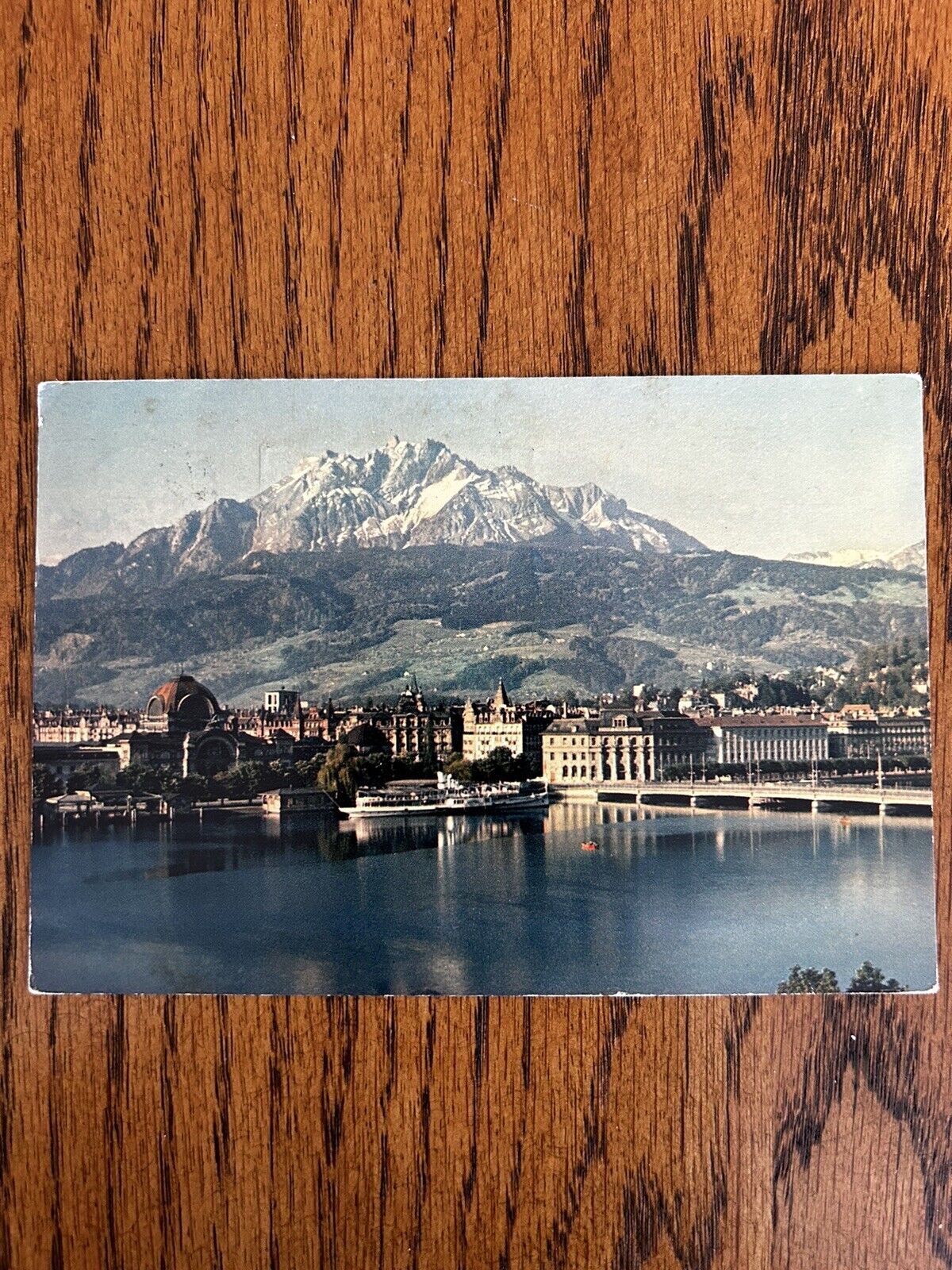 Luzern Und Pilatus Lucerne Switzerland Mountain Alps Buildings Ships Postcard