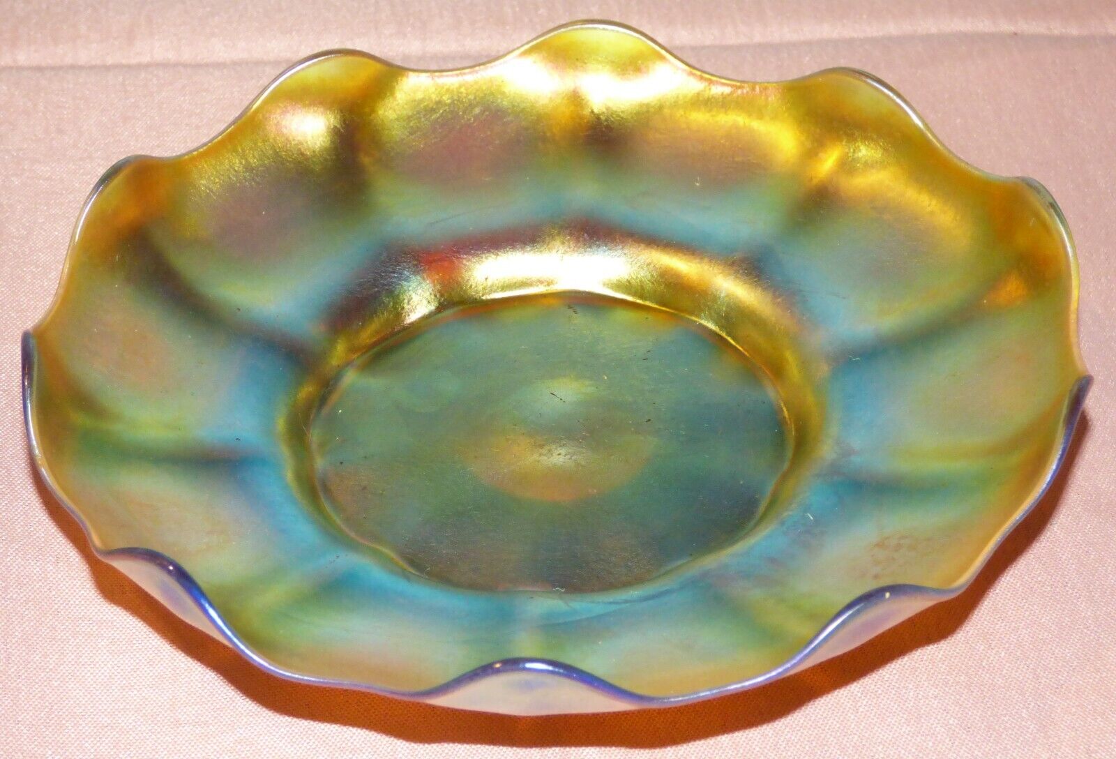Antique Louis Comfort L.C. Tiffany Favrile Glass Under Plate 6 3/8\