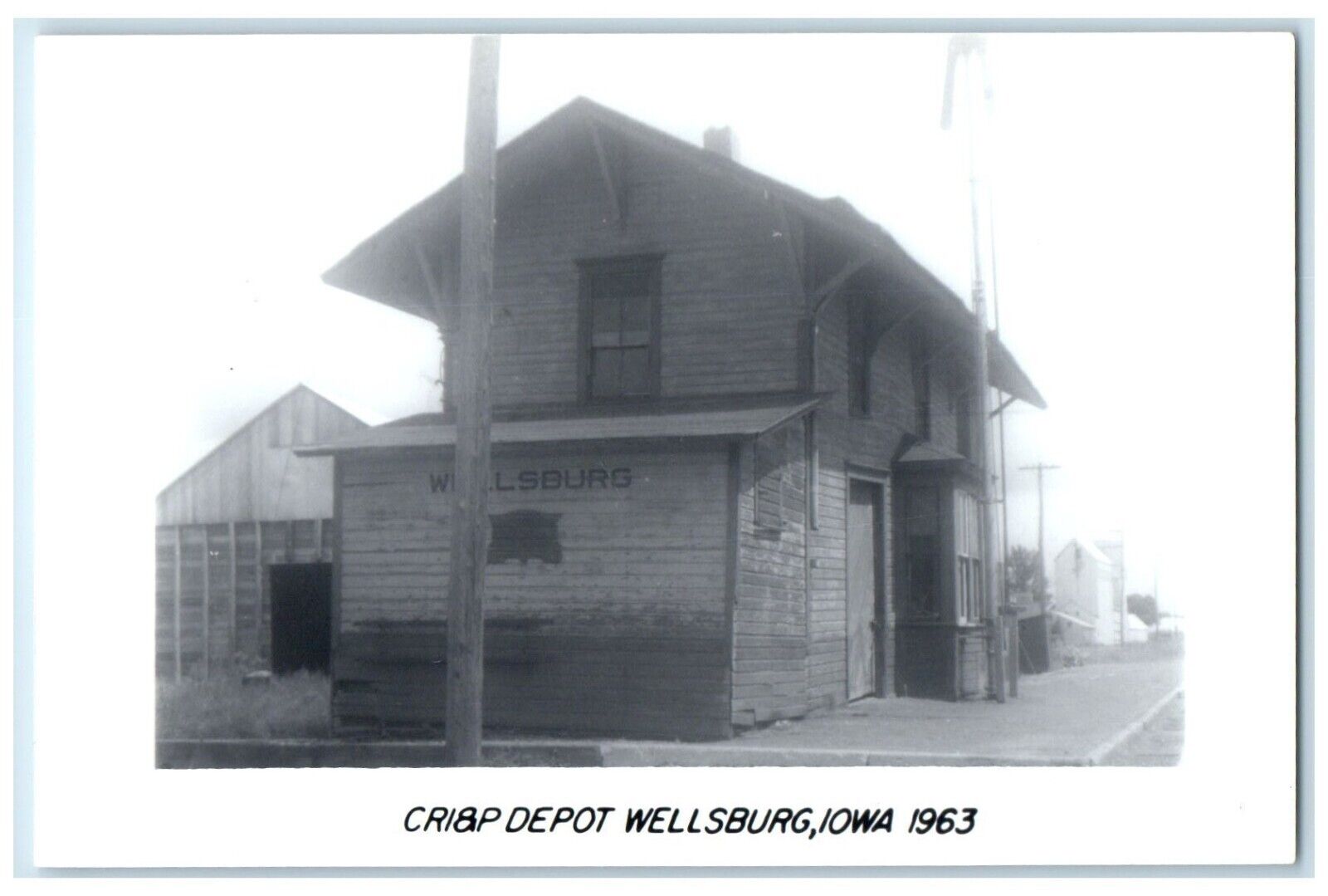 c1963 Cri&P Wellsburg Iowa IA Railroad Train Depot Station RPPC Photo Postcard