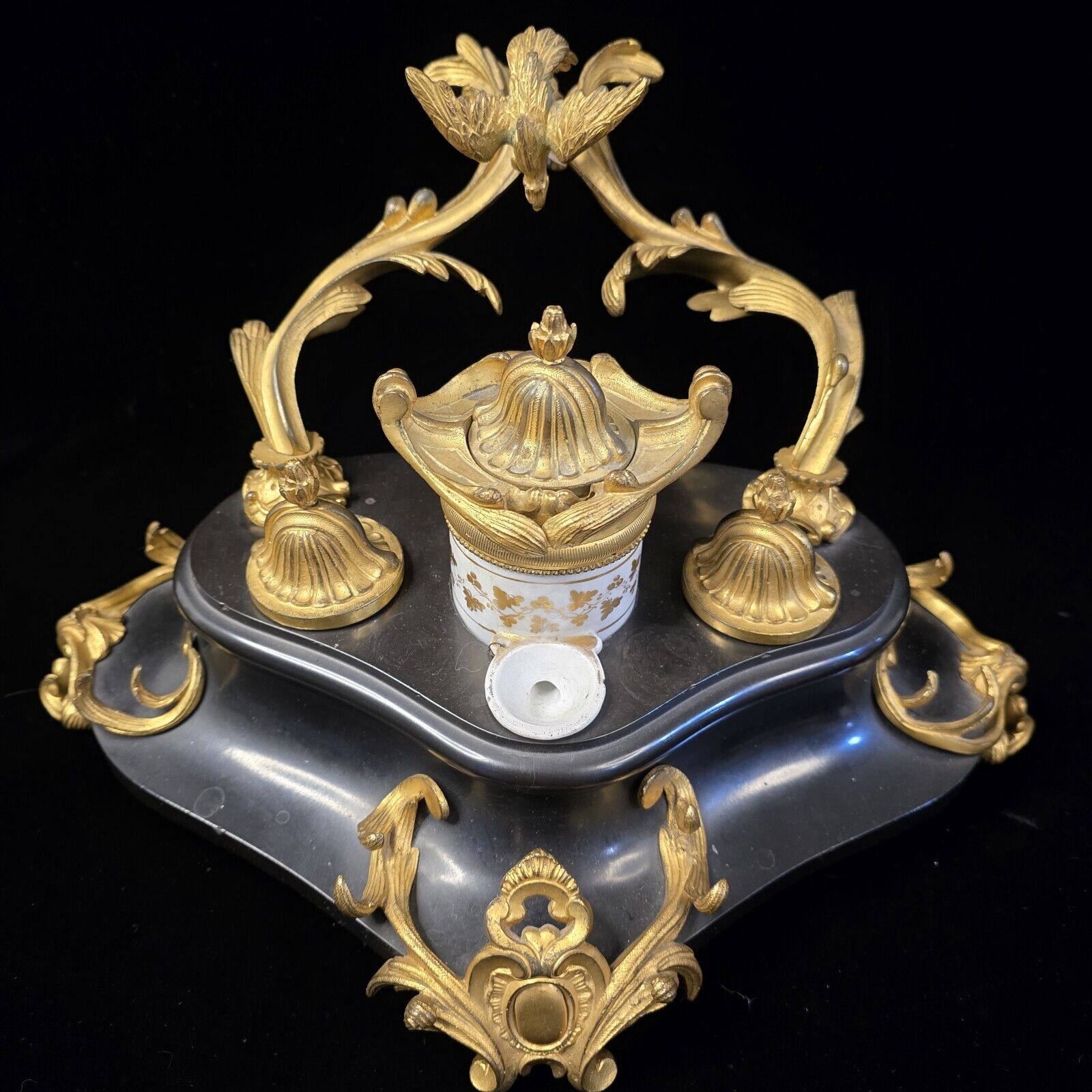 Large Louis XV style Inwell stand Marble and gilt metal