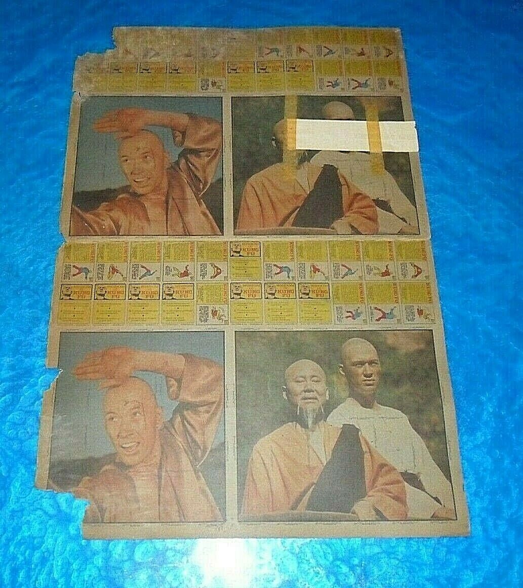 RARE PROOF 1973 TOPPS KUNG FU UNCUT SHEET 132 (2) COMPLETE SETS CARD BACKS ONLY