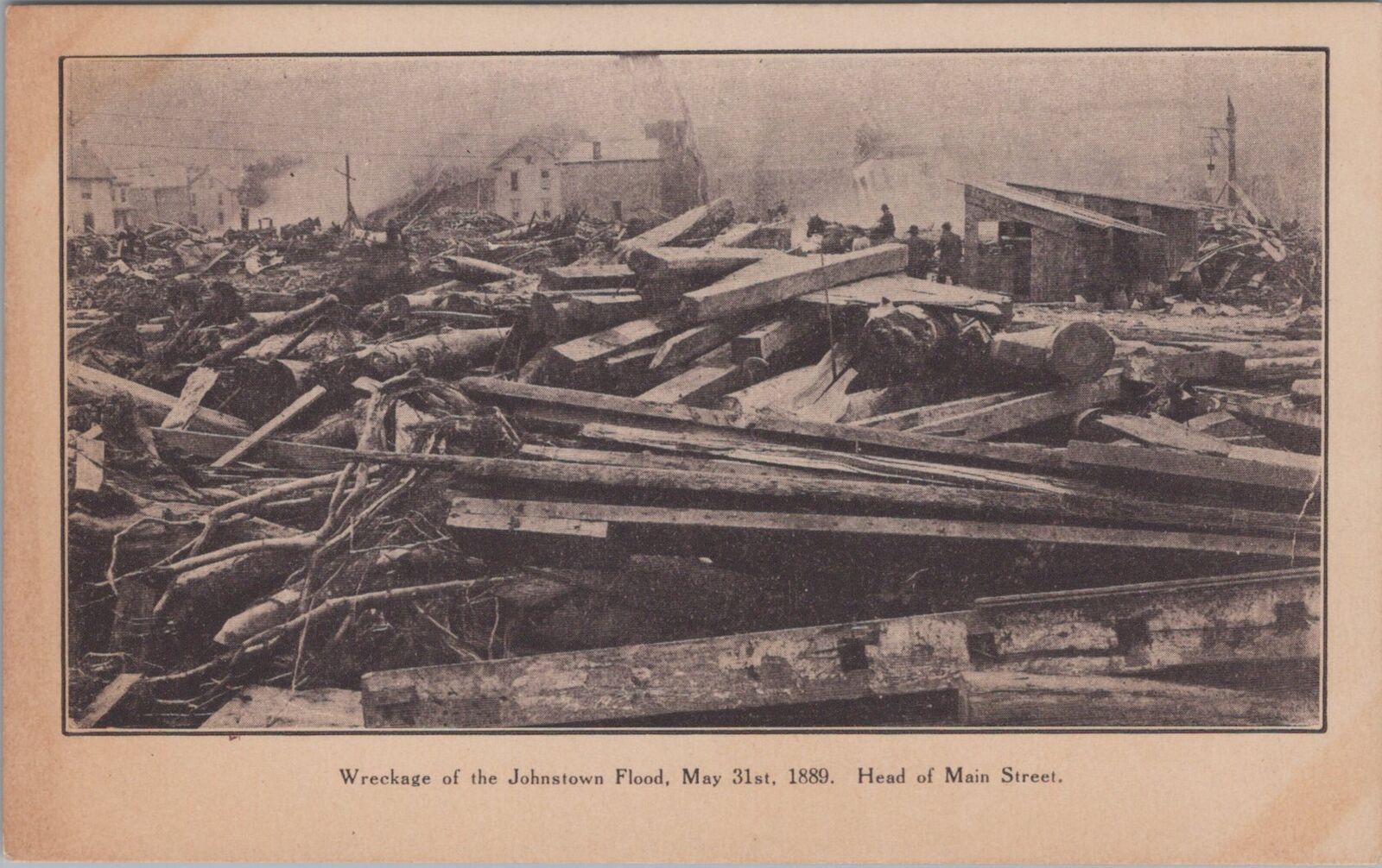 Wreckage of the Johnstown Flood, Head of Main Street 1889 Unposted Postcard